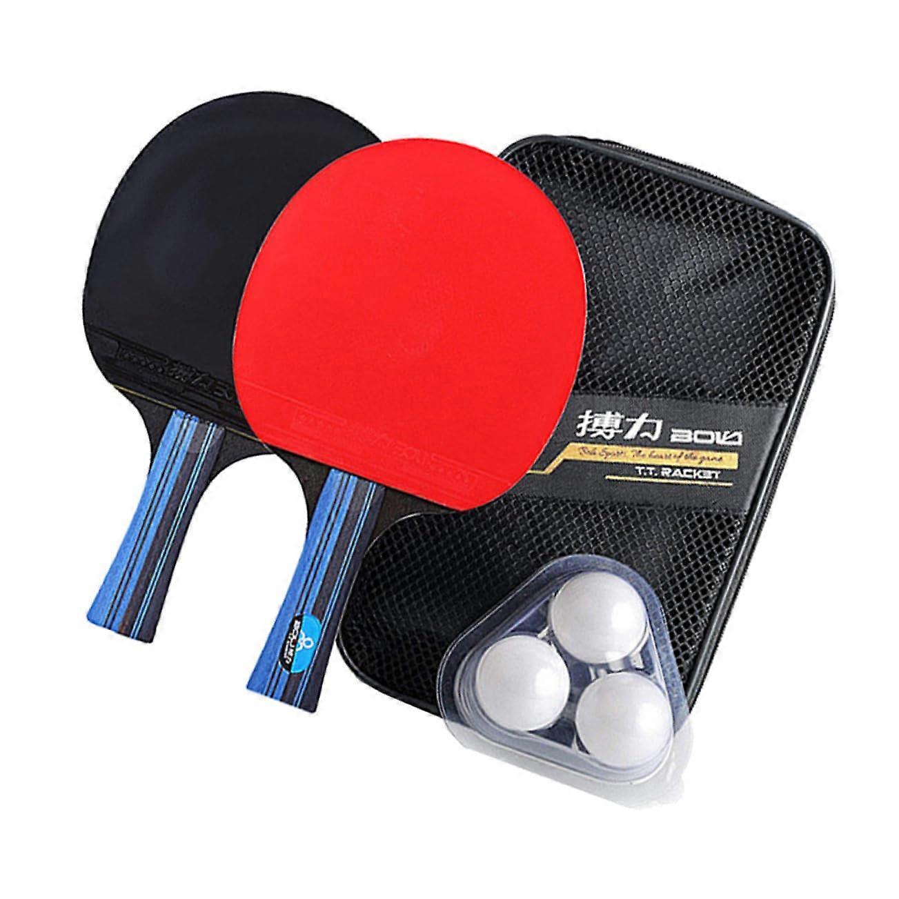 Table Tennis Racket Set for Outdoor Use - Portable Bats with Double-Sided Wooden Paddles in Red