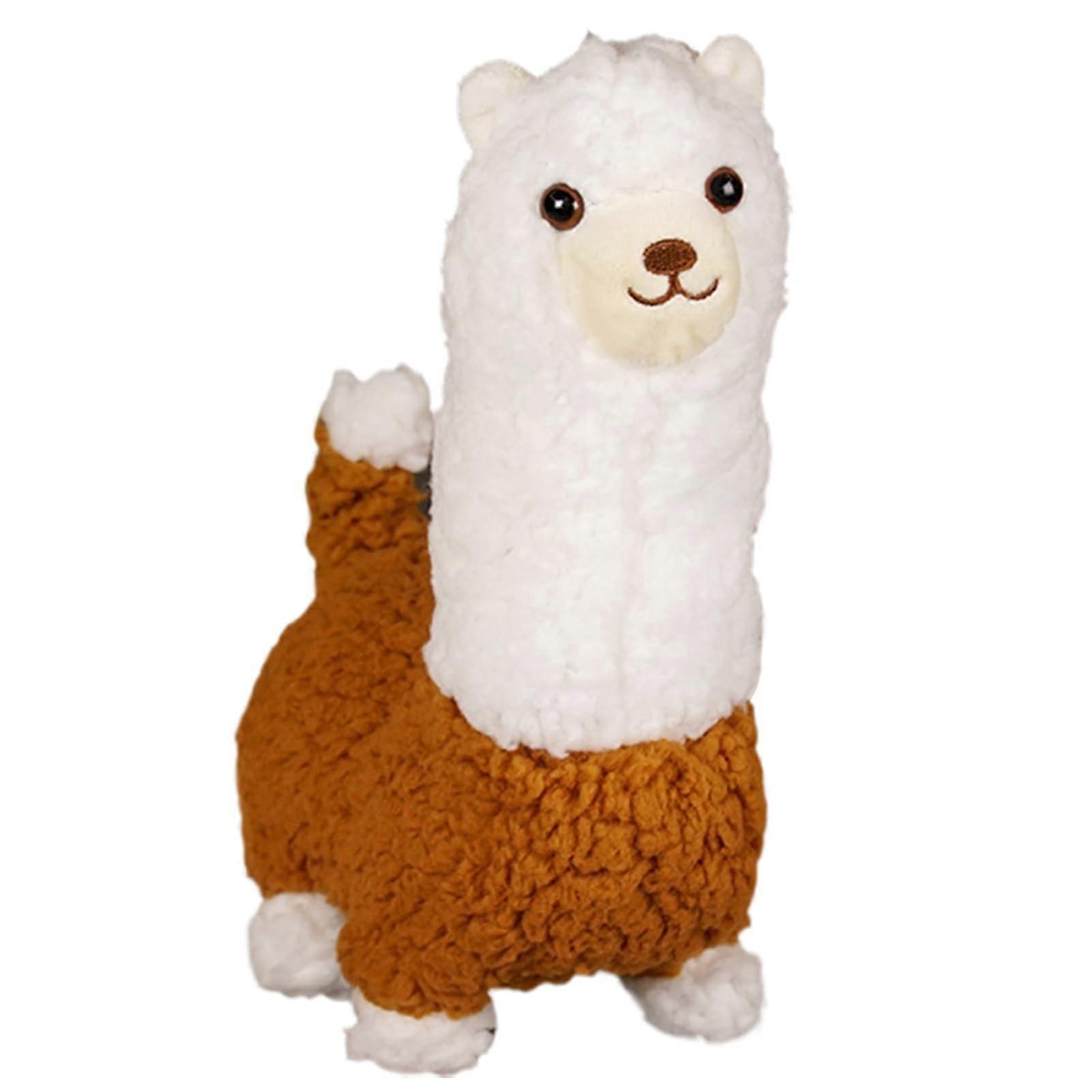 Alpaca Plush Toy Electric Cuddly Soft Llama with Sound Function, Animal Toy for Birthday Christmas Easter Nursery Light Brown