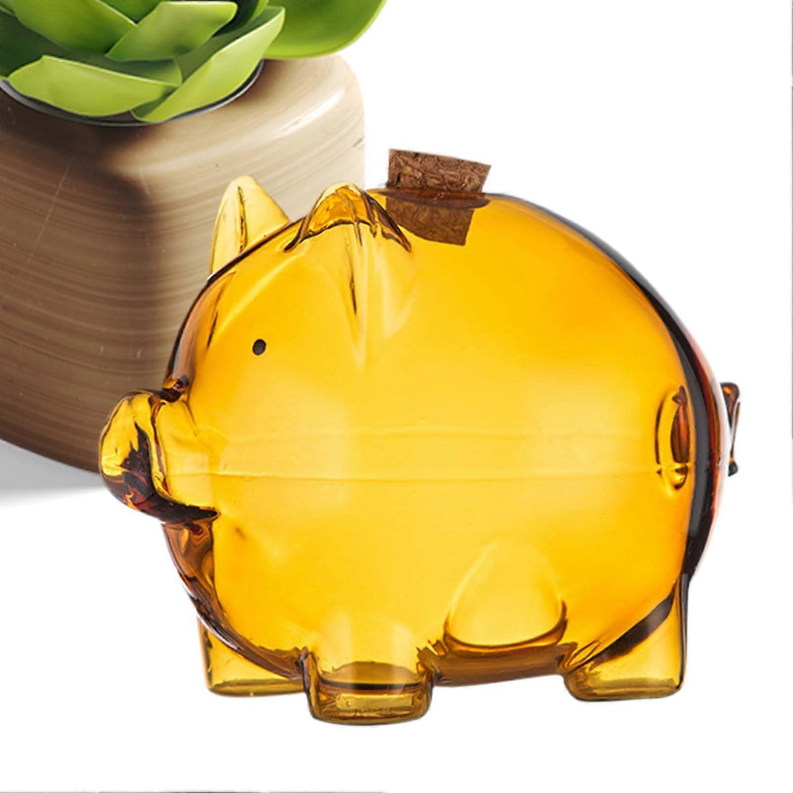 Pigshaped Glass Money Bank Decorative Coin Glass for Savings Relaxed Pig Container for Tables, Shelves, and Home Accents