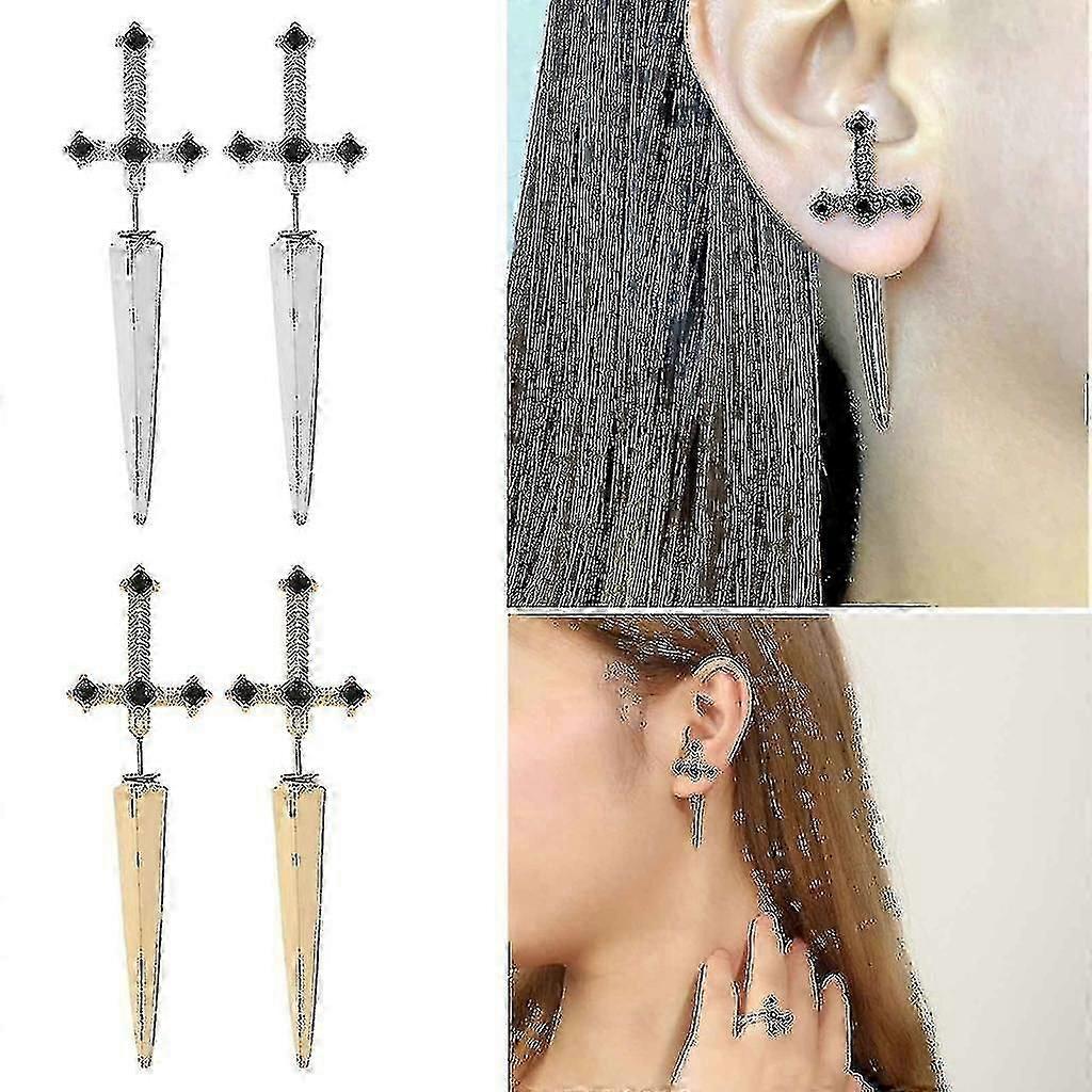 Earrings Gothic Jewelry Ear Jacket Swords Dagger Earrings