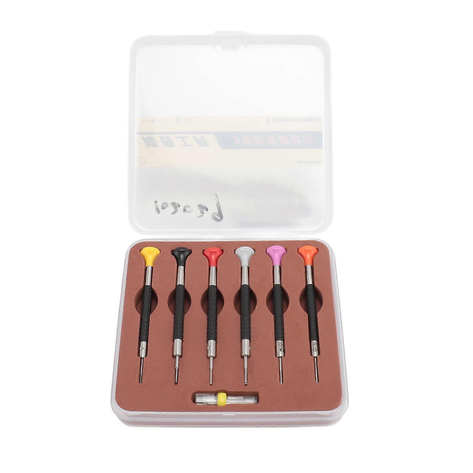 6pcs Precision Screwdriver Set with 6 Extra Replace Heads 6 Different Size Watchmaker Screwdriver Set for Jewelers
