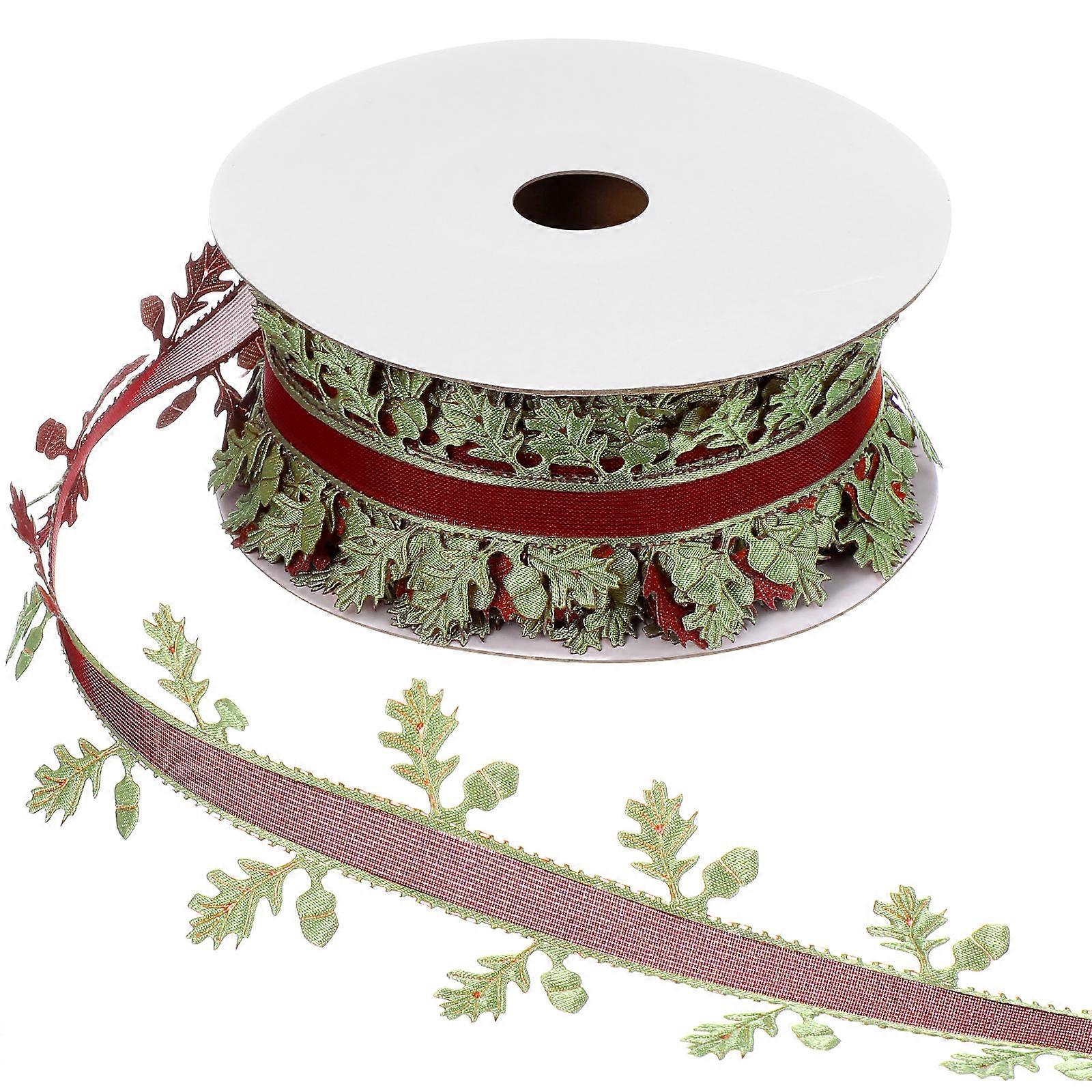 Side Leaf Parttern Ribbons Multi Festive Reusability for DIY Use Christmas Gift Ribbon