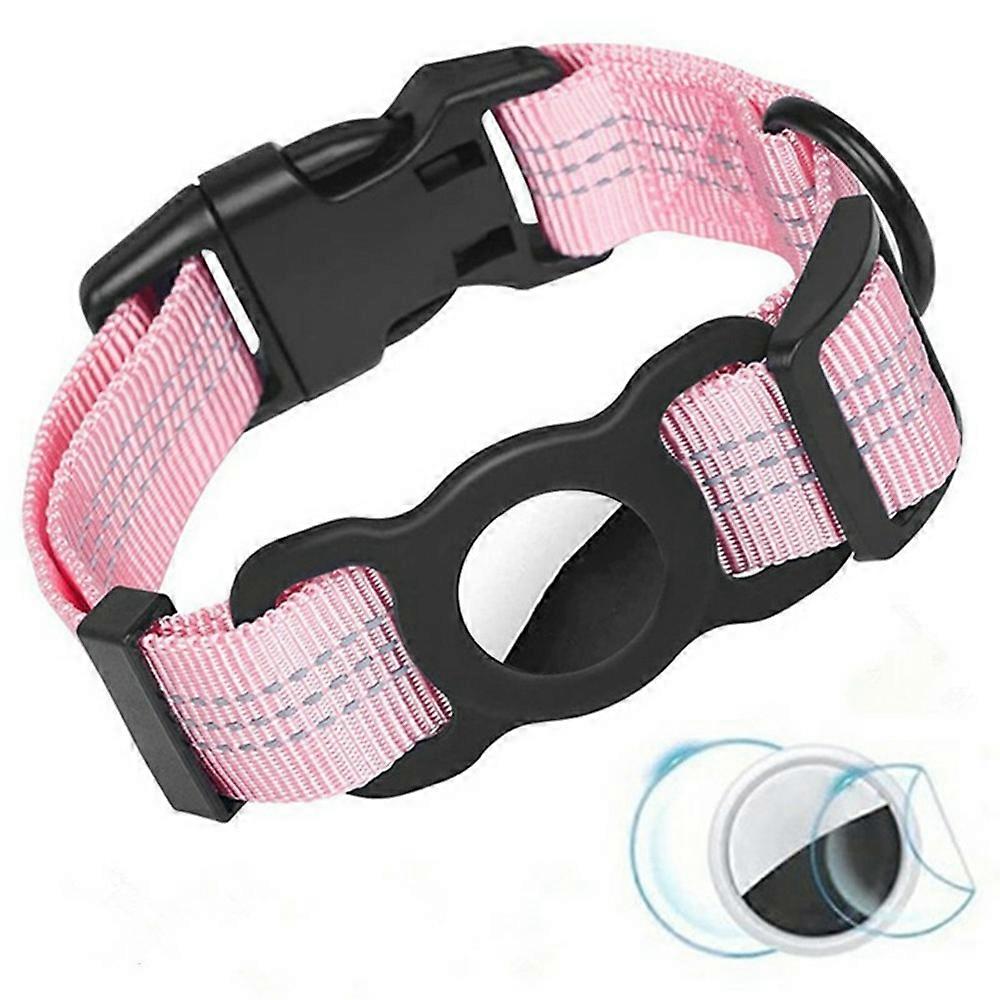 Reflective Nylon Pet Dog Collar for AirTag Bluetooth-compatible Tracker Silicone Case with Protectiv