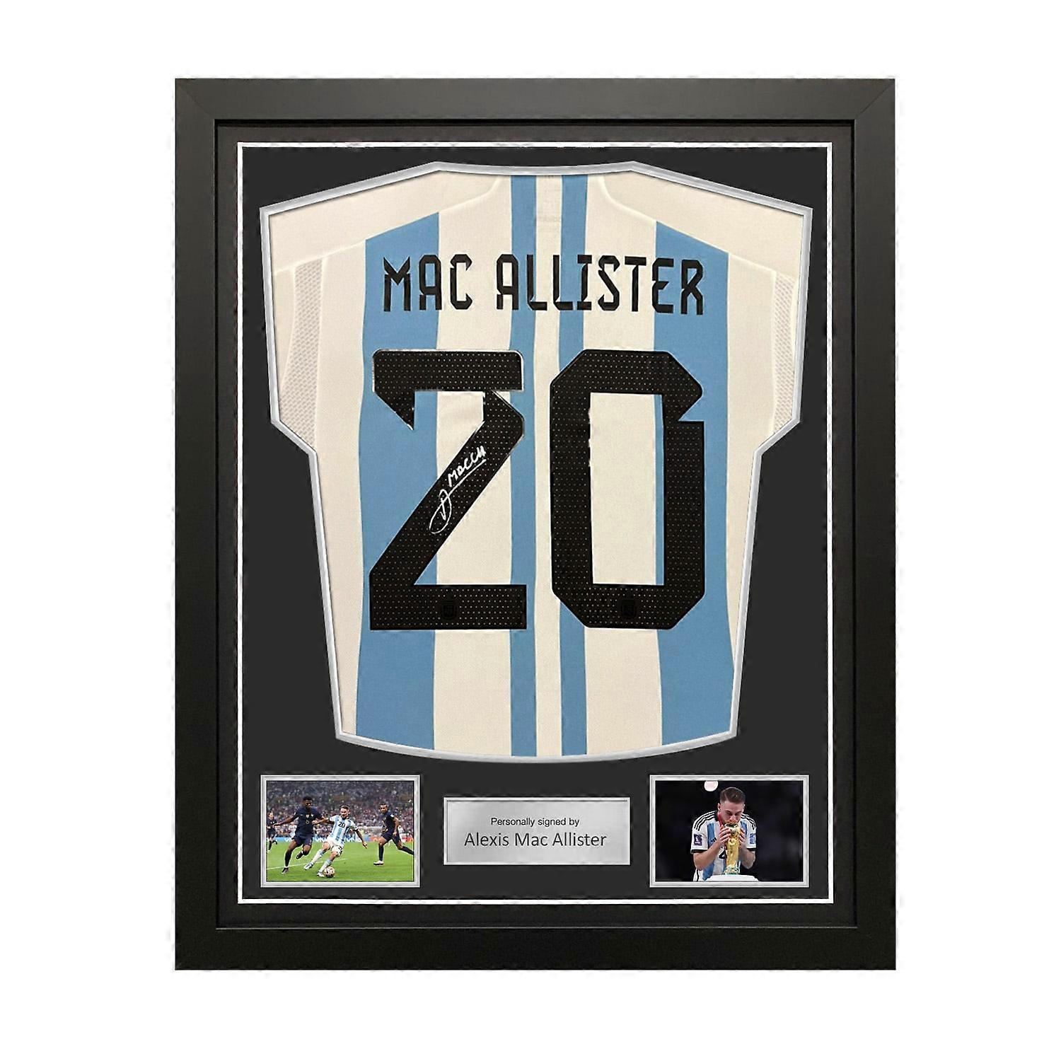 Alexis Mac Allister Signed Argentina 2022-23 Football Shirt. Standard Frame
