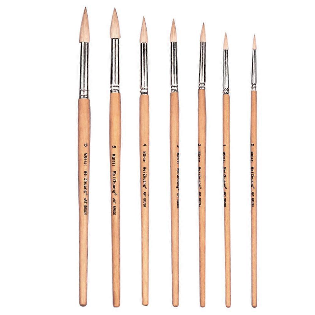 Artists Paint Brush Set Watercolor Oil Acrylic Good Water Absorption Smooth Painting Easy to Clean Wood Handle 7pcs Set