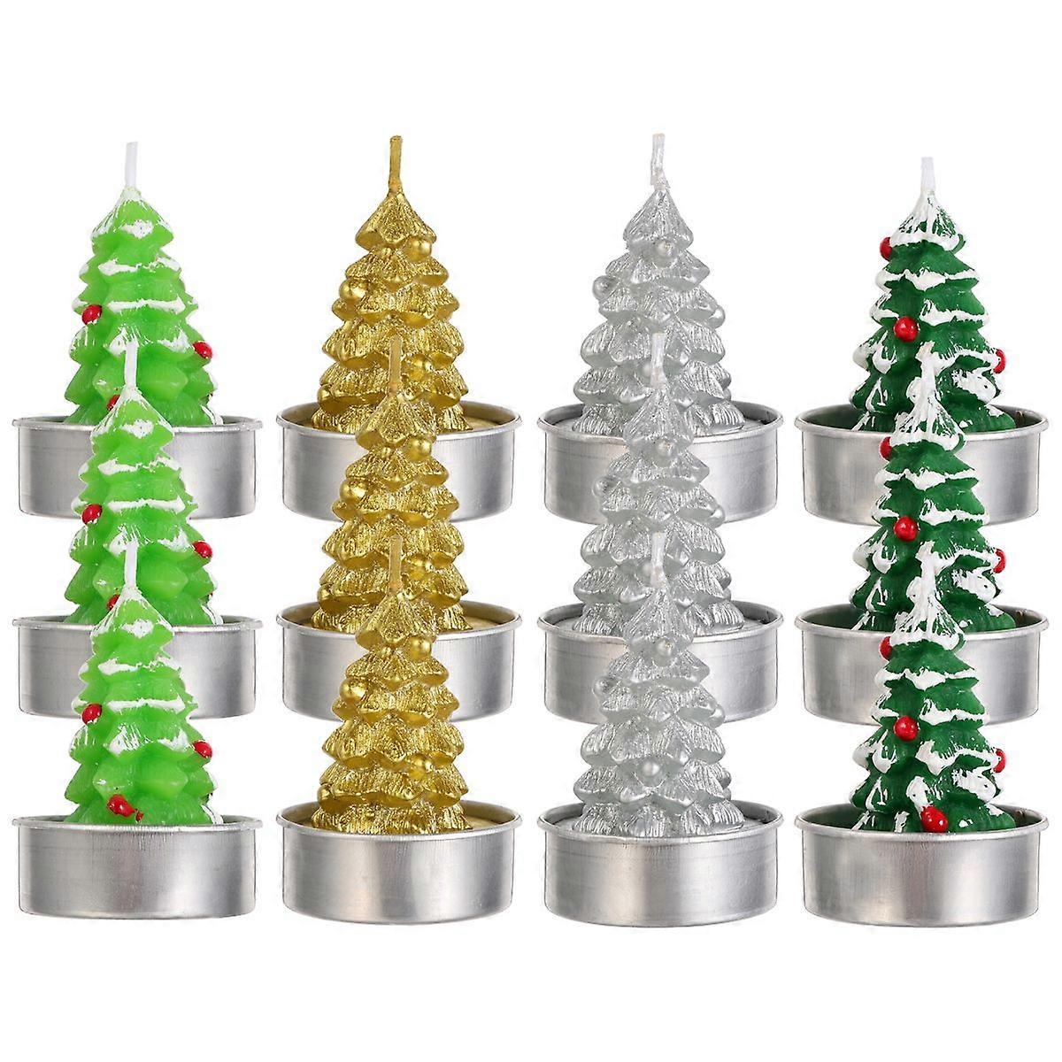 Flickering Candles Paraffin Wax Decorative Design Assorted Color 6x4x4cm Illumination Christmas Celebration 12Pcs