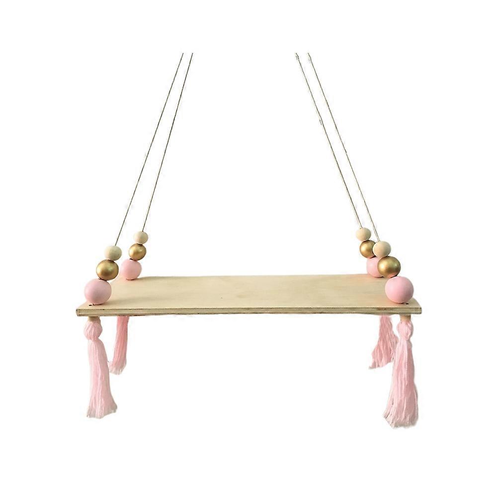 Shelf Organizer Wooden Beads Storage Rack Bedroom Decorative Swing Tassel Multi Color 1Pcs