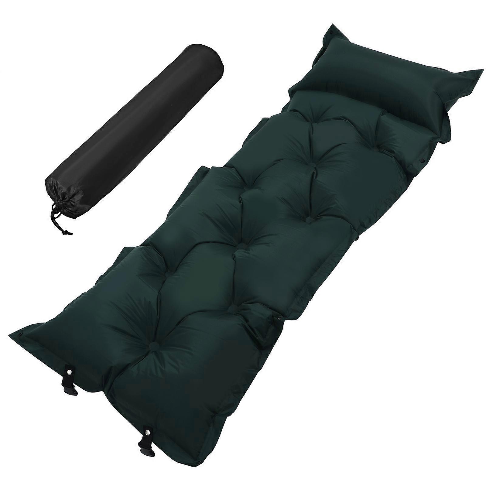 Inflatable Sleeping Pad for Camping and Hiking Outdoor Enthusiasts Green 185.00X60.00X2.50CM Self Inflating 1Set