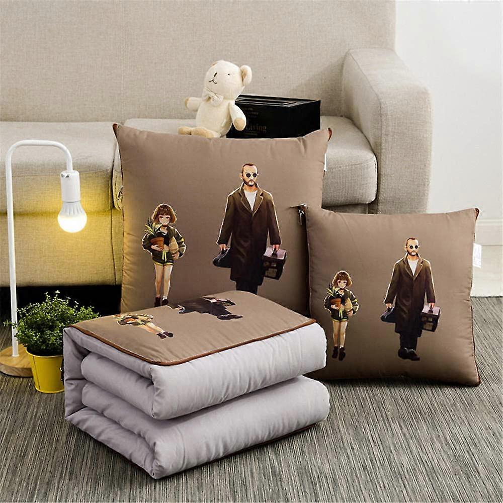 Cushion Blanket, 2 in 1 Travel Blanket and Pillow, Soft Cartoon Quilt, Multifunctional Neck Support for Sofa and Office Chair