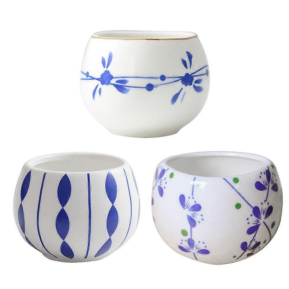 Garden Flower Pot Round Nursery Pot Breathable Three-Petaled Flower Design Office Desk 3Pcs
