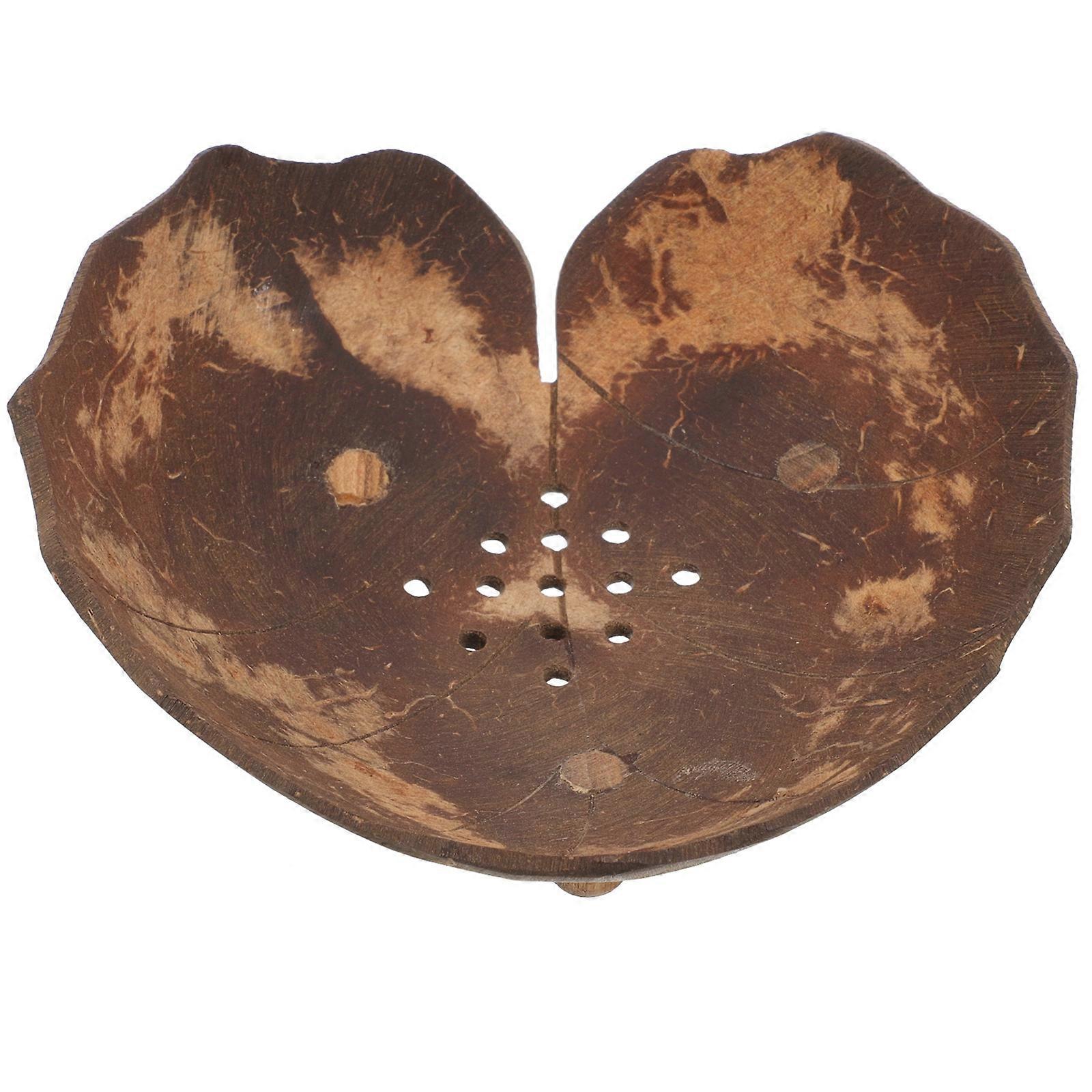 Coconut Shell Soap Holder with Drainage Design for Bathroom and Kitchen Countertops to Prevent Water Accumulation