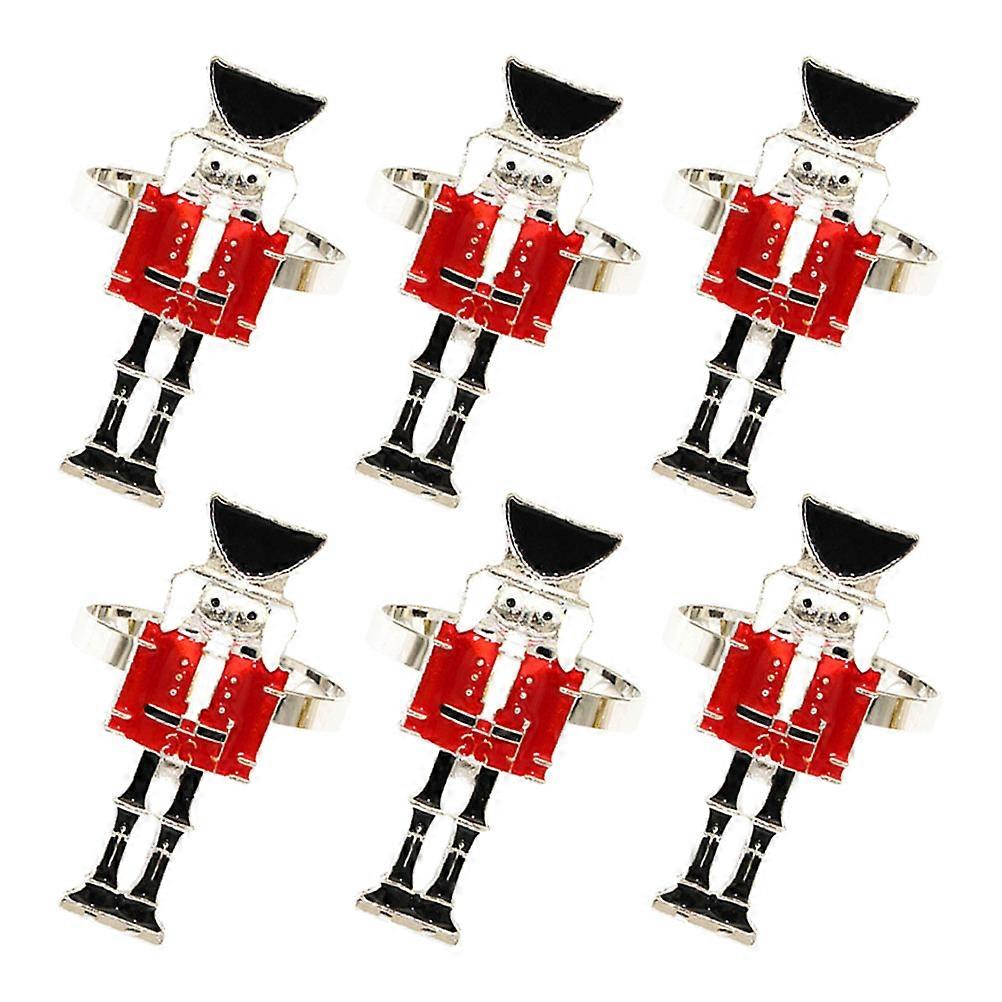Nutcracker Napkin Rings Enhances Dining Atmosphere Family Gatherings Silver Zinc Alloy 6.10X4.00X2.20CM 6Pcs