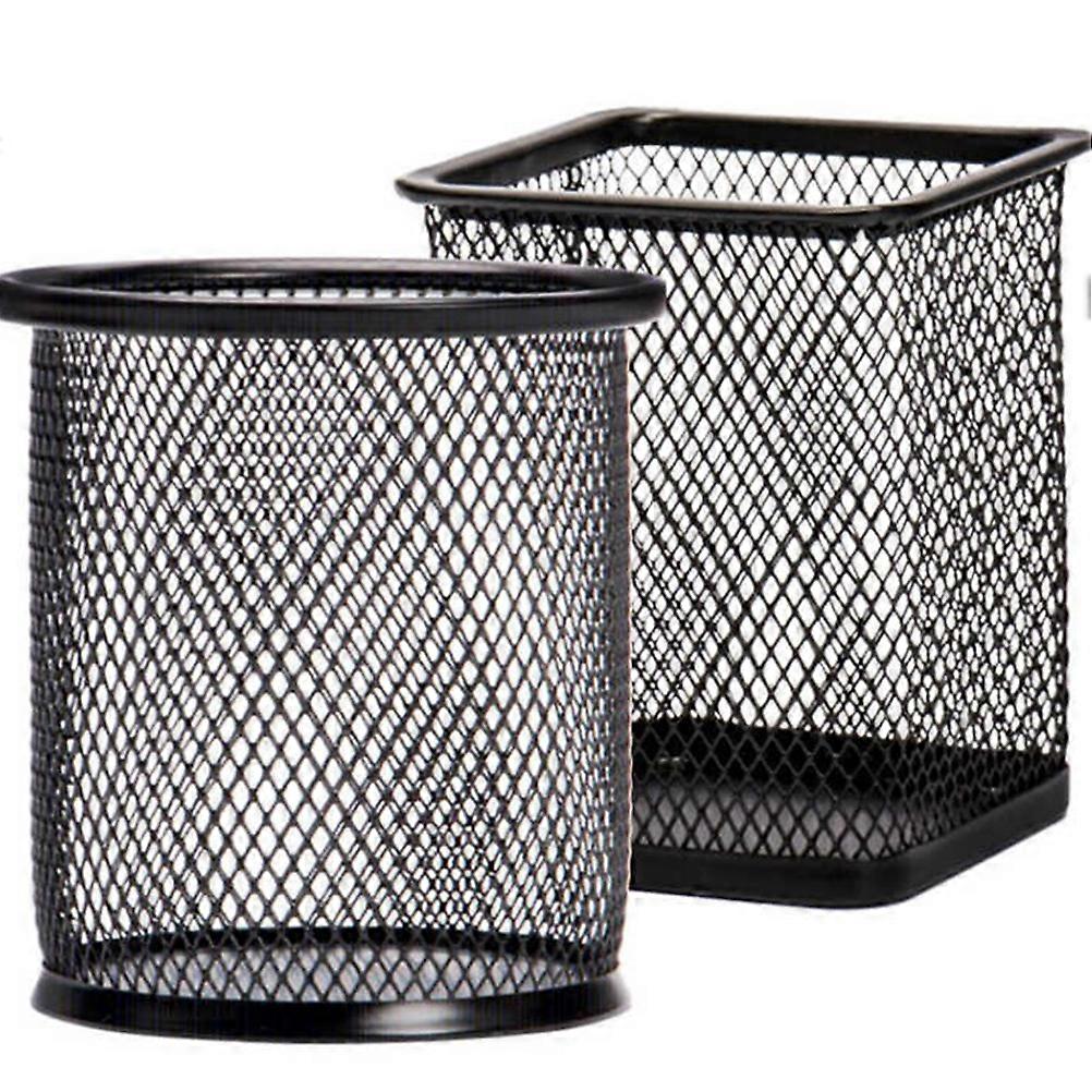 Mesh Stainless Steel Pen Basket Iron Mesh Pen Holder For School Hotel Any Simple Storage Needed Black 8 X 8 X 10 Cm 2Pcs