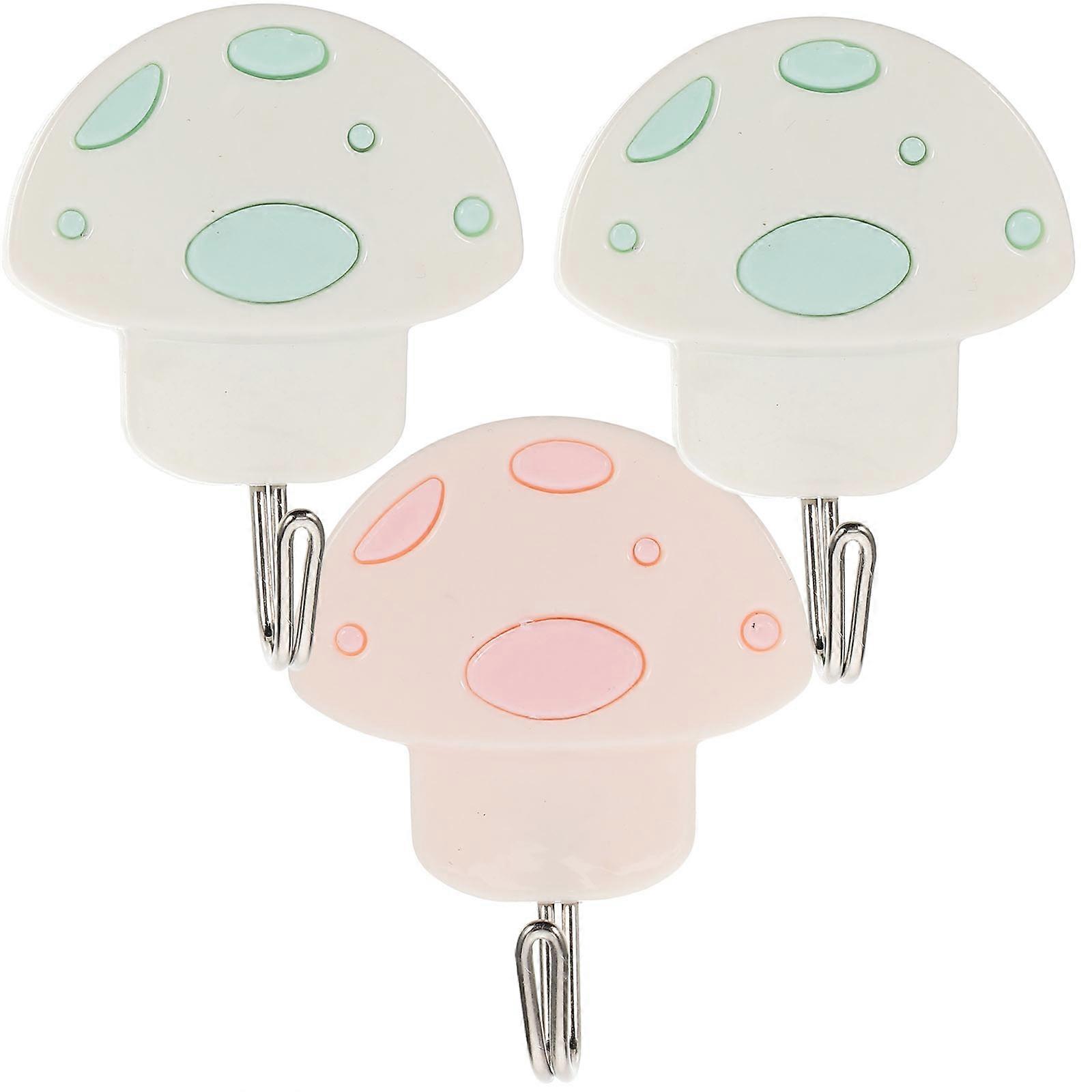 Mushroom Utility Hooks Plastic Single Prong Hangers for Bedroom Kitchen 3Set