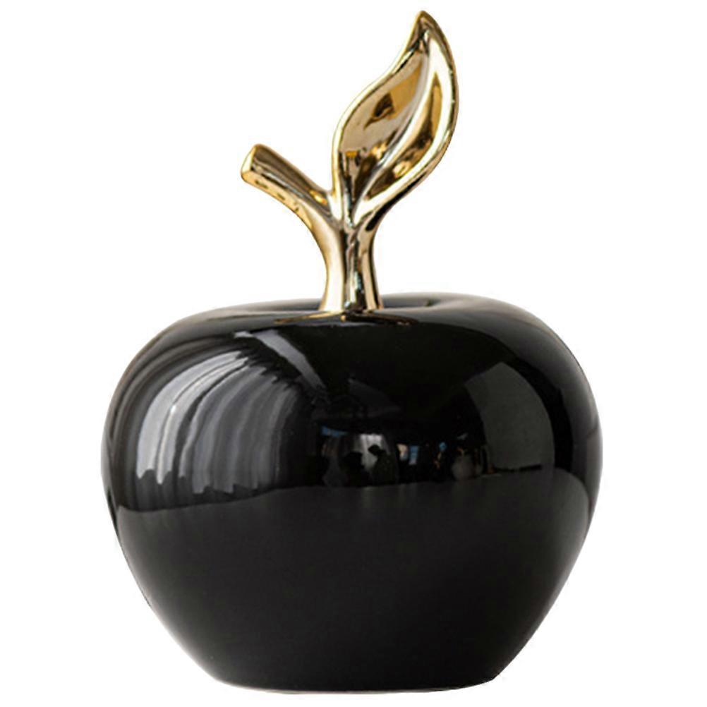 Black Ceramic Apple Statue for Decoration Small Apple Figurine