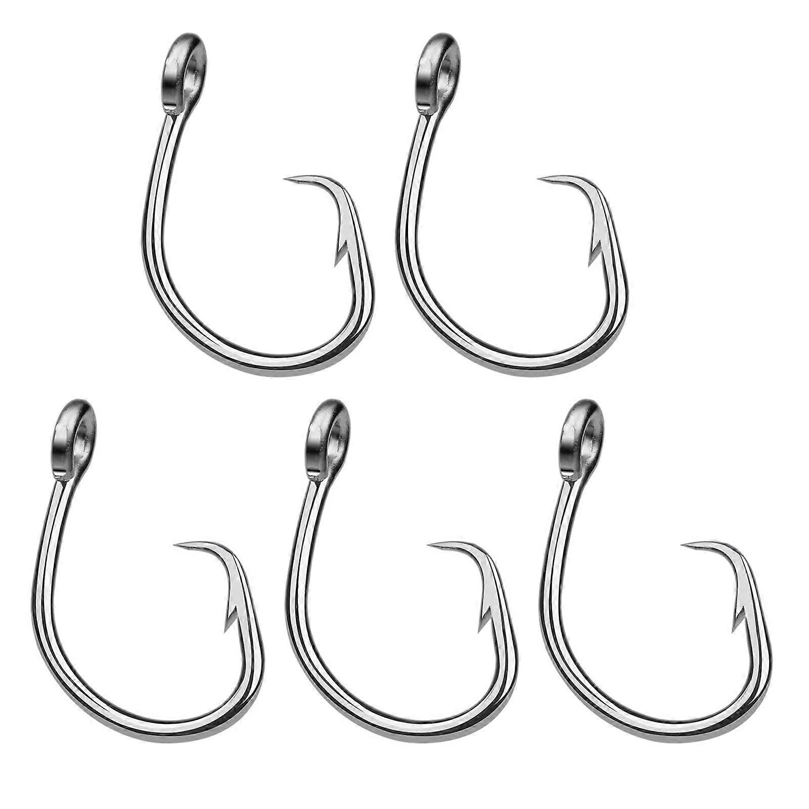 Stainless Steel Inline Circle Hooks 5 Pcs Saltwater Big Game Tuna Hooks Easy To Use