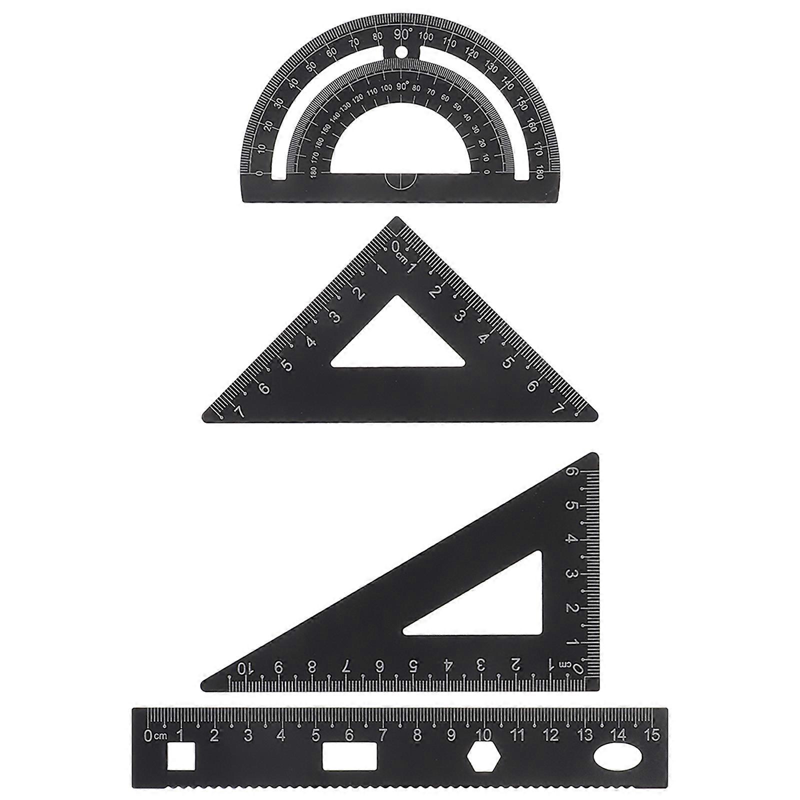 Versatile Multi-Functional Drawing Ruler Metal Geometry Art Projects and Students 4Pcs