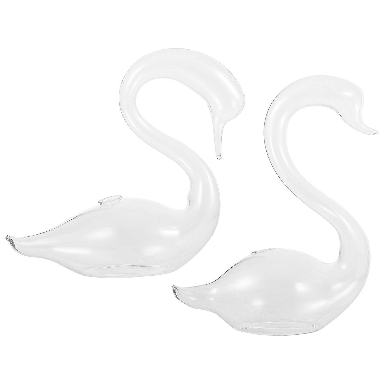 Swan Shaped Office Planter Vases Glass Home And Office Decoration 15x6x15.5cm 2Pcs