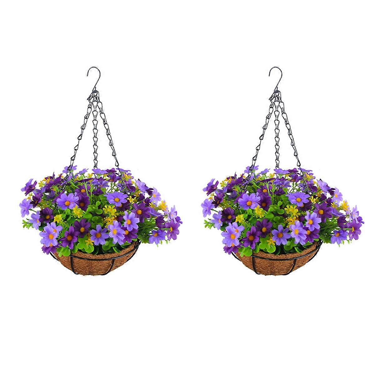 Artificial Hanging Flowers in Basket for Patio Lawn Garden Decor, for the Decoration of Outdoors and