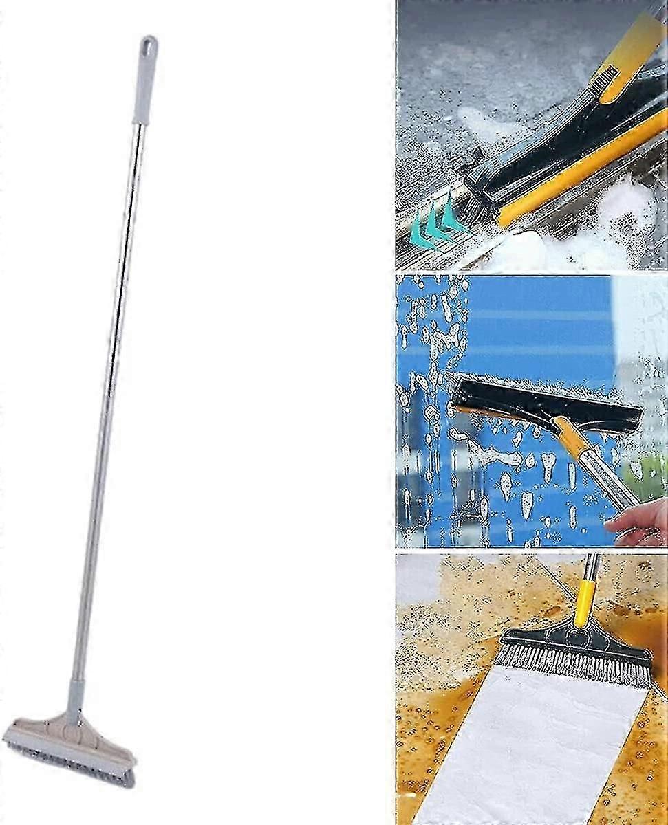 2 I 1 Gulv Børste Skrubbe Børste, Justerbar V-formet Rengjøring Med Langt Håndtak, Baderom Kjøkken Sprekk Squeegee