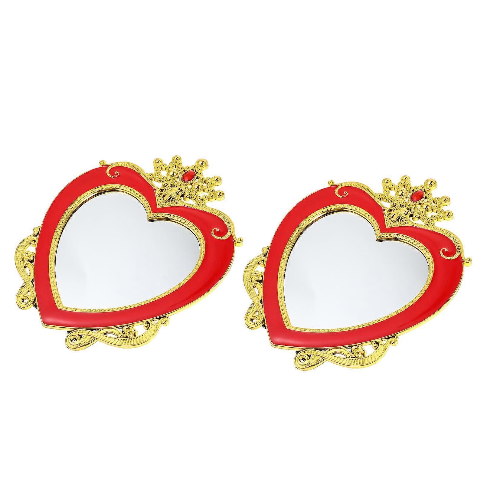 Here's a polished and professional product description based on the title you provided:
**2pcs Heart Crown Design Makeup Mirrors – Stylish