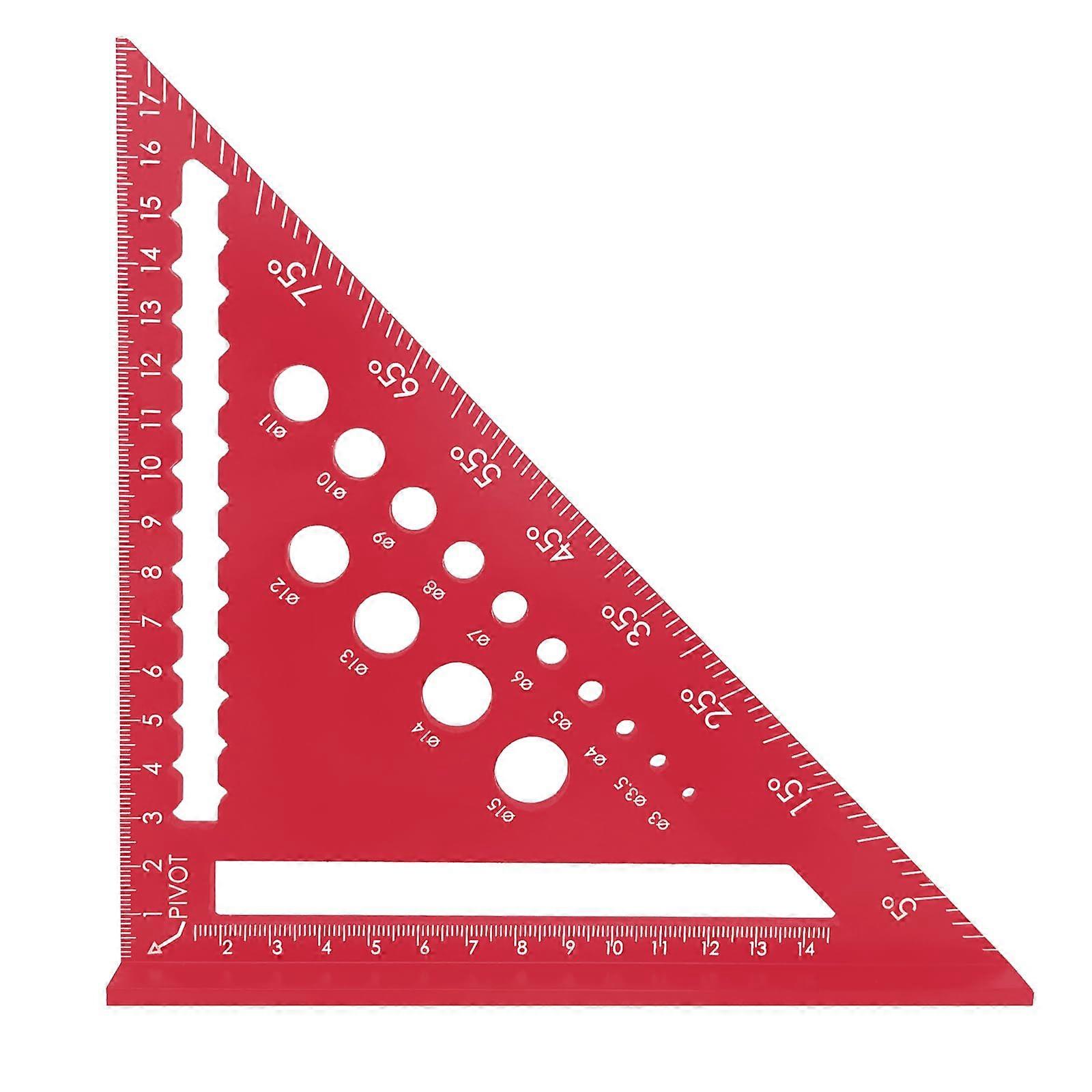 7 Inch Carpenter Square, Metric Triangle Ruler (Red)