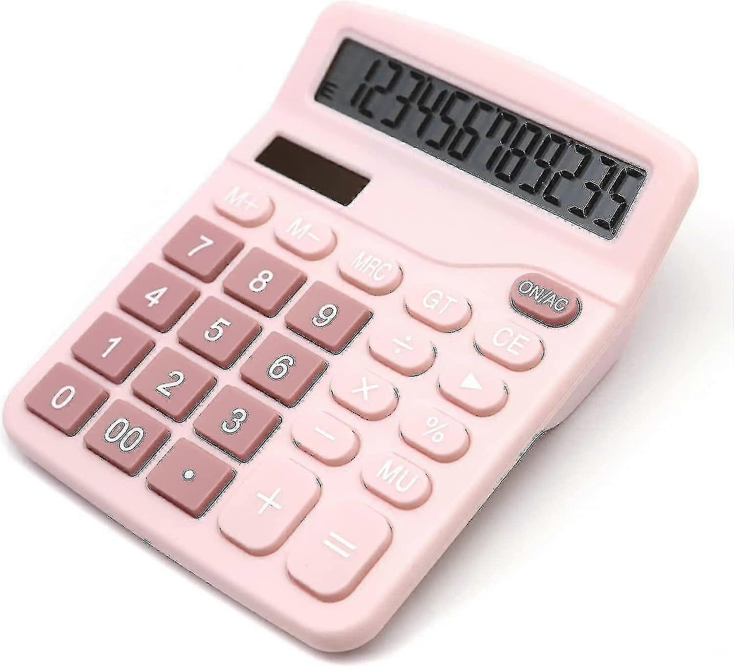 Pink Calculator, desktop calculator 12 digits with large LCD display