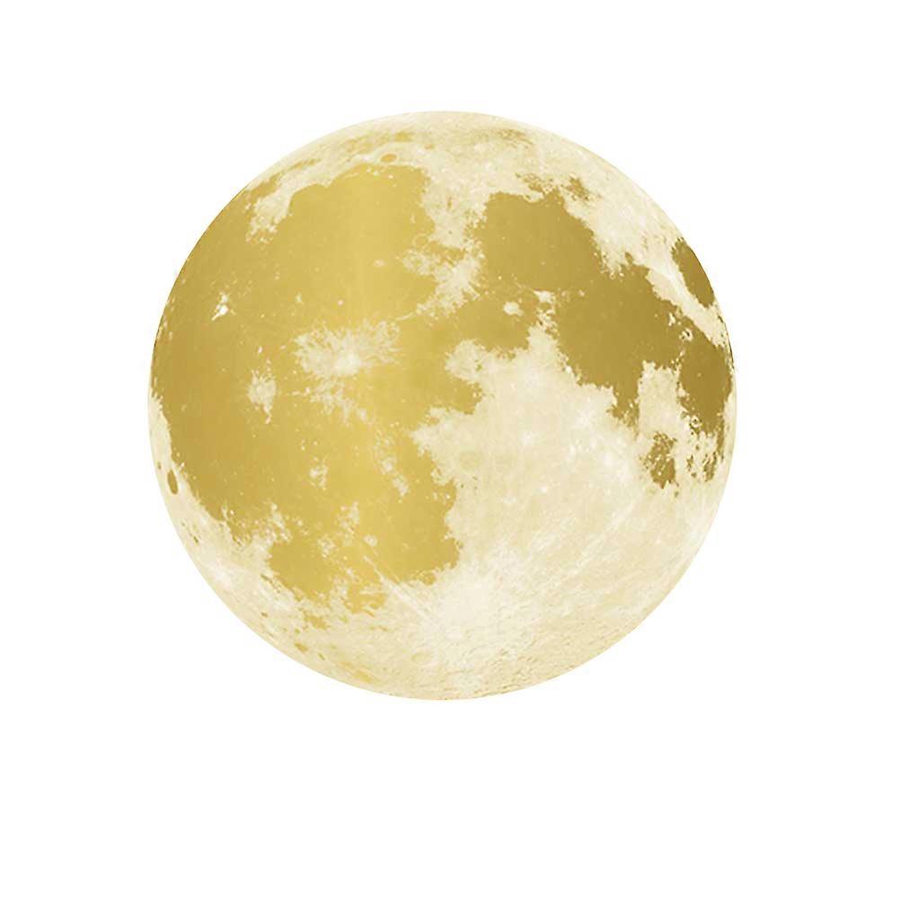 Moon Wall Stickers Round Golden Blue 30x30cm PVC Removable Glowing for Living Room 1Pack