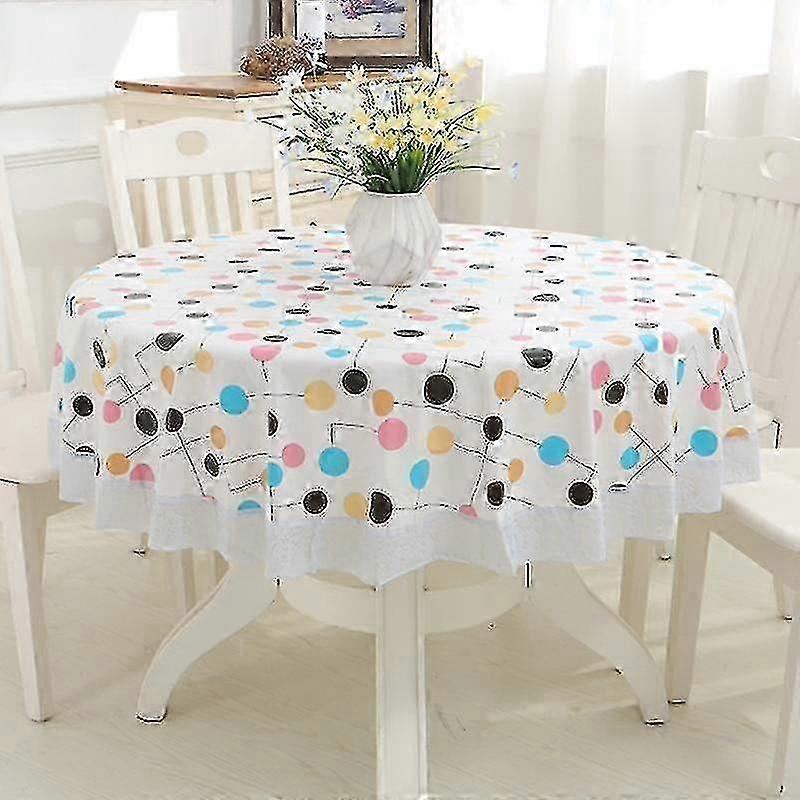 152cm Round PVC Waterproof Tablecloth for Wedding (White)