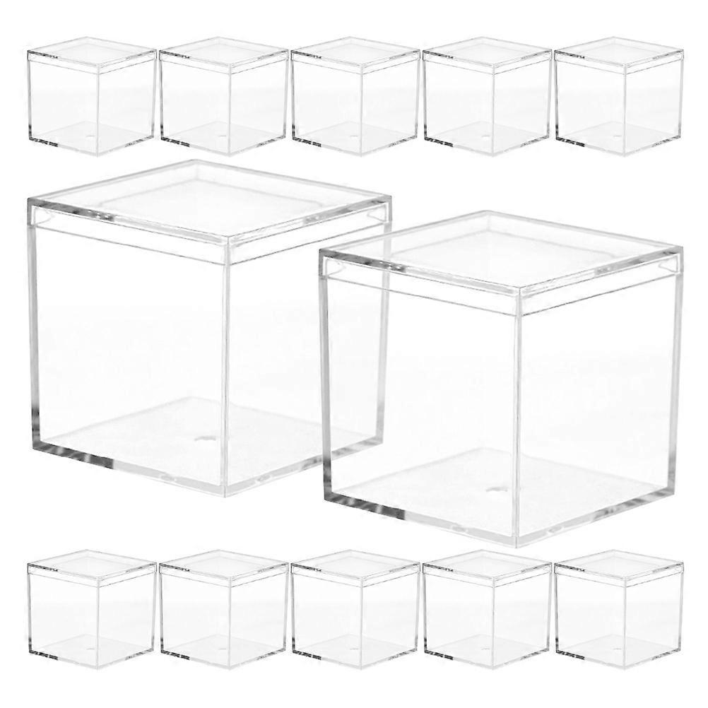 Clear Cube Favour Boxes Square Candy Box For Gifting Occasions Transparent Plastic Storage 12Pack