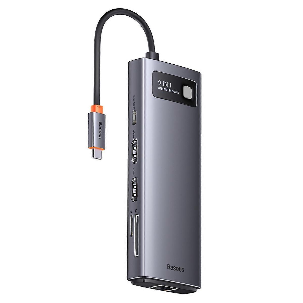 BASEUS Metal Gleam Series 9 in 1 Docking Station Multifunctional Type C HUB, Type C to HD*2 USB3.0*2