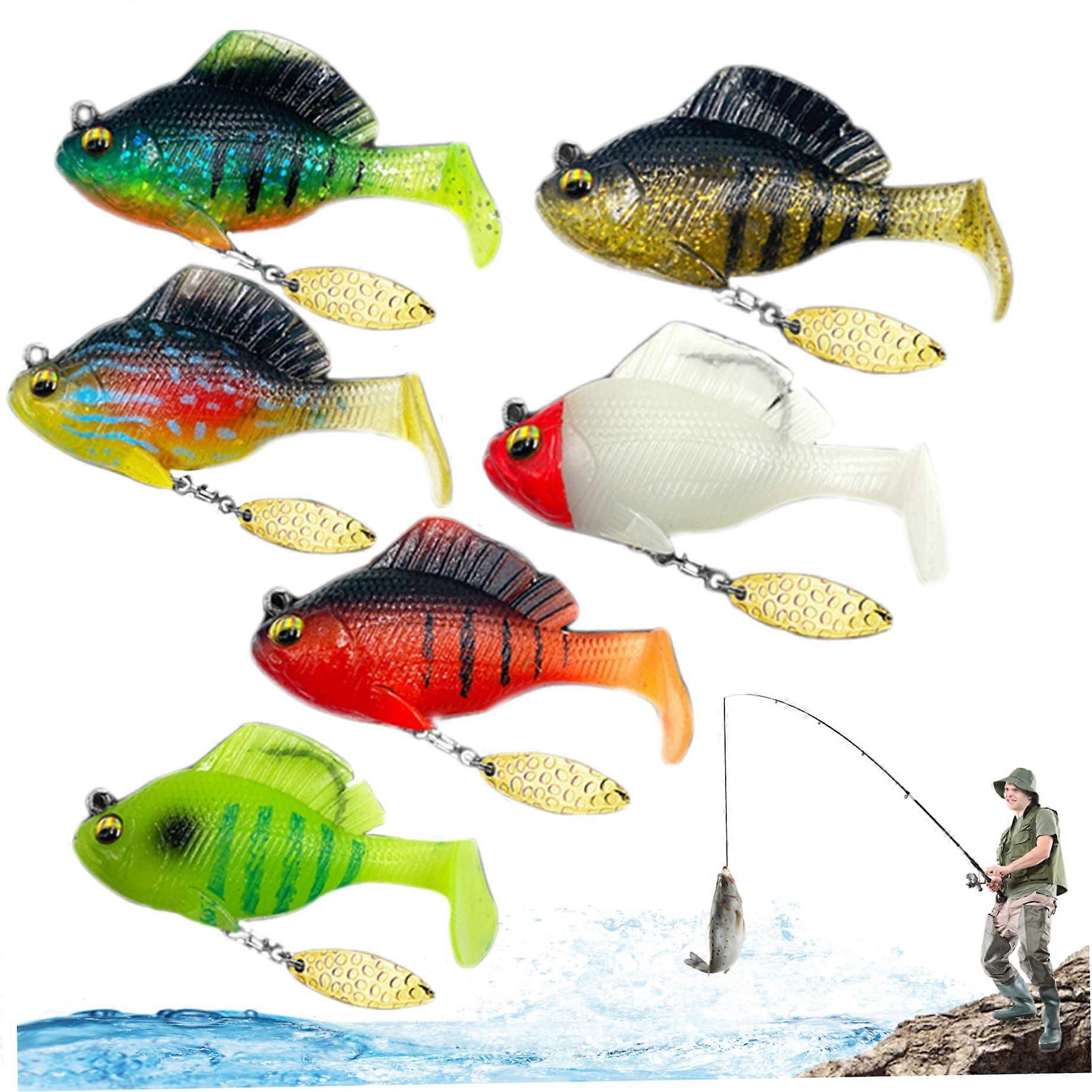 Fishing Lure Set 6-Piece Lures With Hidden Sharp Hooks 360 Rotating Reflective Bait For Freshwater Saltwater Colours