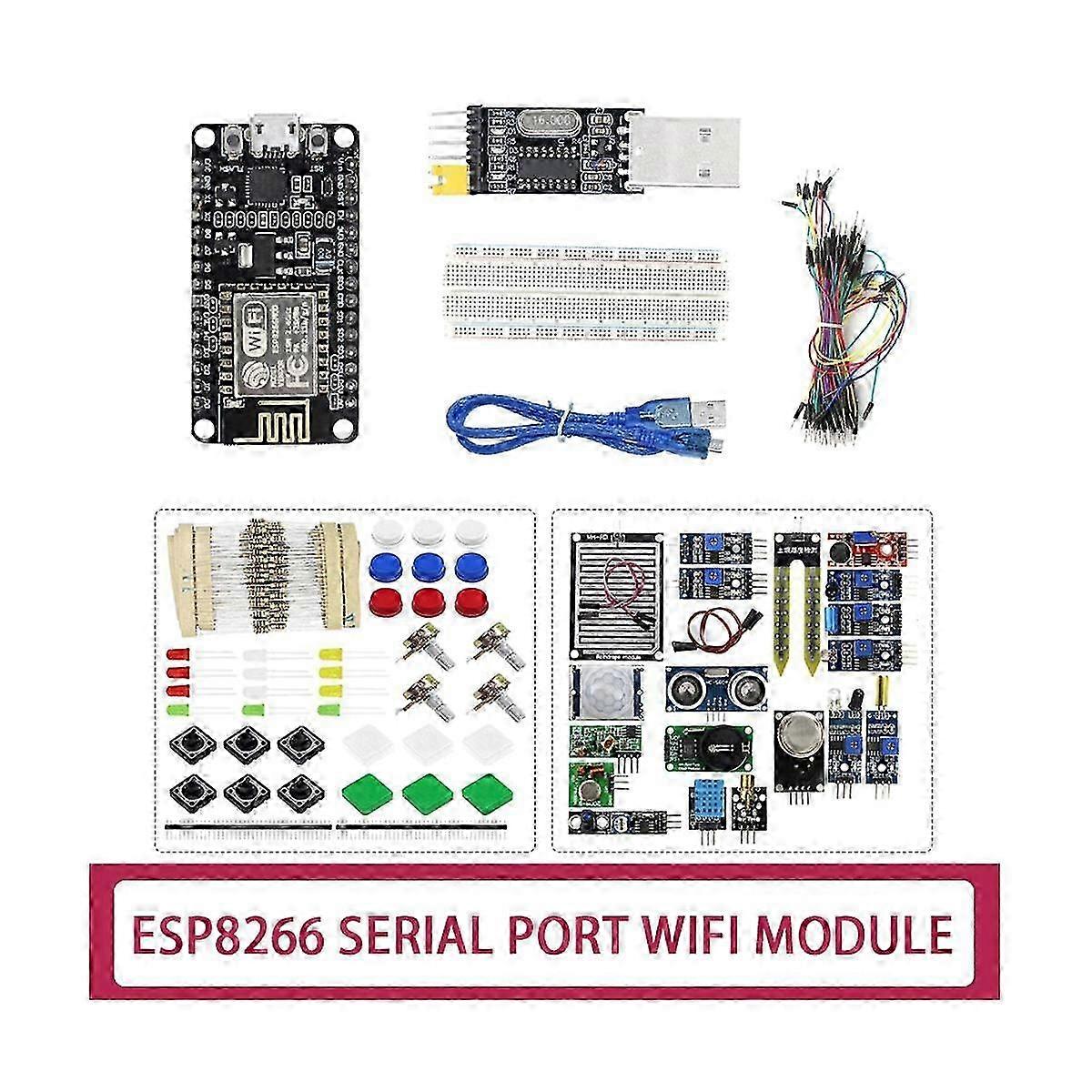 Vývojová doska ESP-12E so 16 senzormi, USB na sériový modul a 65 prepojovacími vodičmi