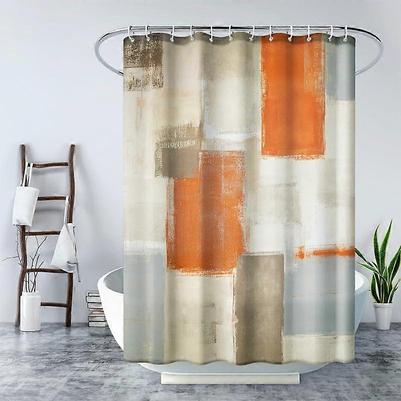 Shower Curtain Polyester Fabric Machine Washable Quick Dry Water Repellent Canvas Painting Style Weighted Hem 120x180 Cm