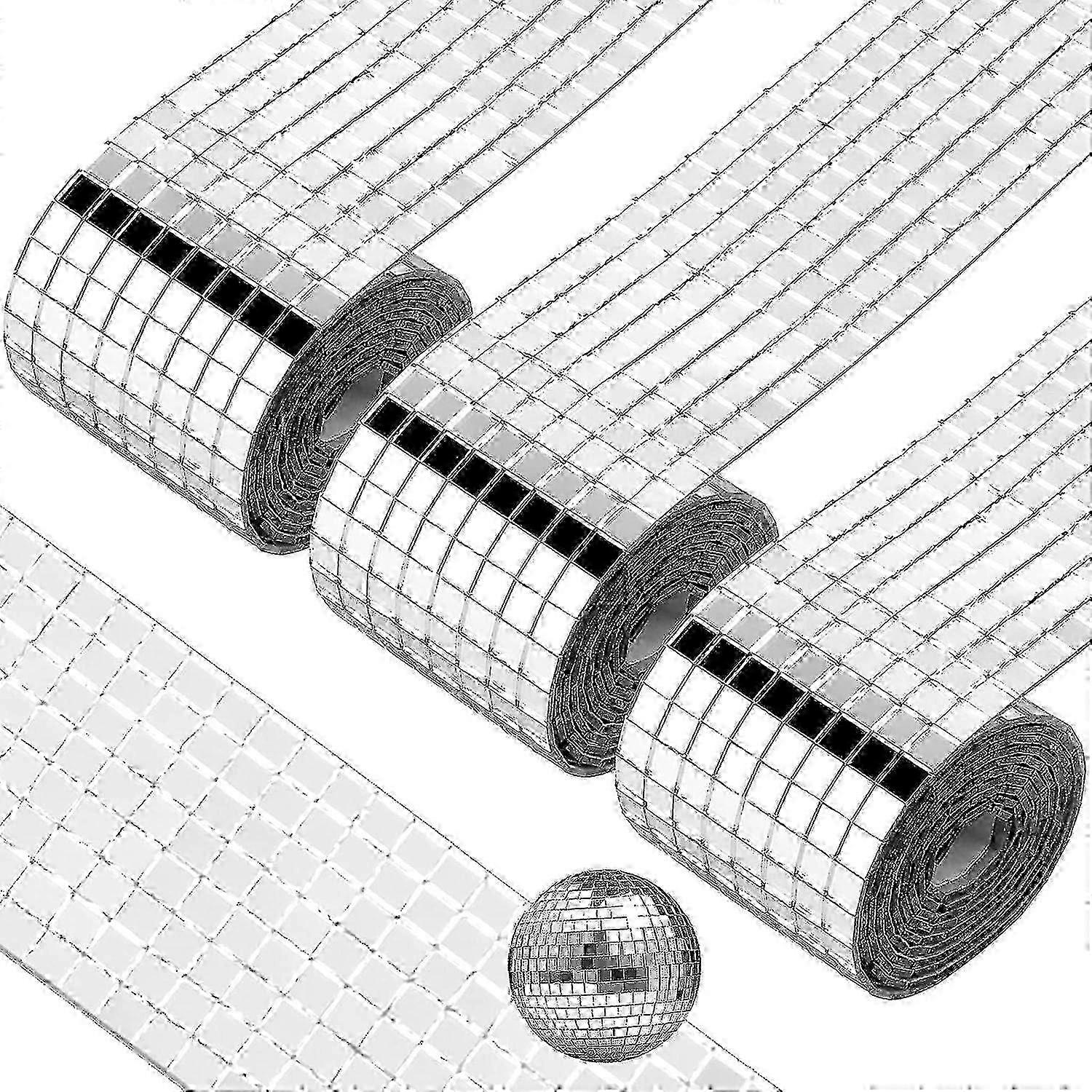 (100 x 4cm、3ロール)4800個のシルバーミニスクエアガラスモザイクタイル、クリエイティブなディスコ装飾用