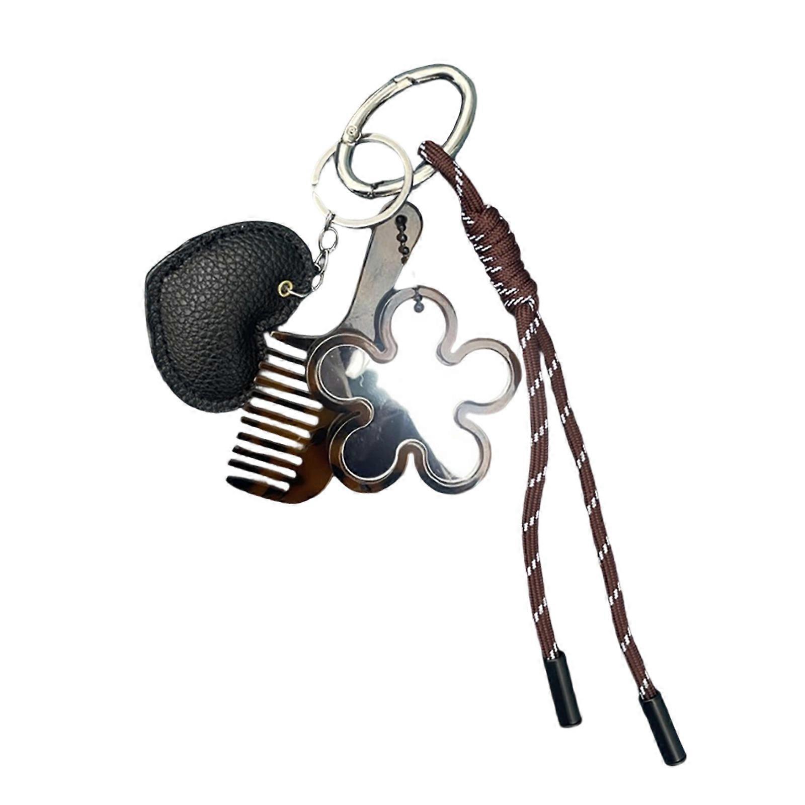 Everyday Use Comb Mirror Keychain With Small Hair Tool and Reflective Mirror Convenient for Quick Touch Ups Daily Use