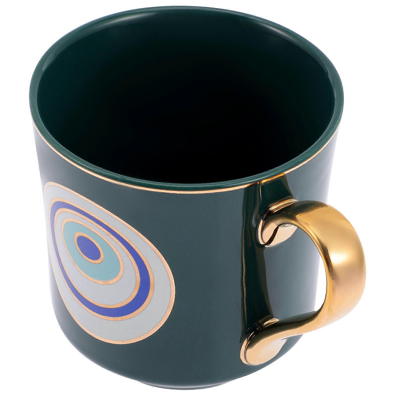 Hand Painted Ceramic Eye Mug for Drinking Green Coffee Cup