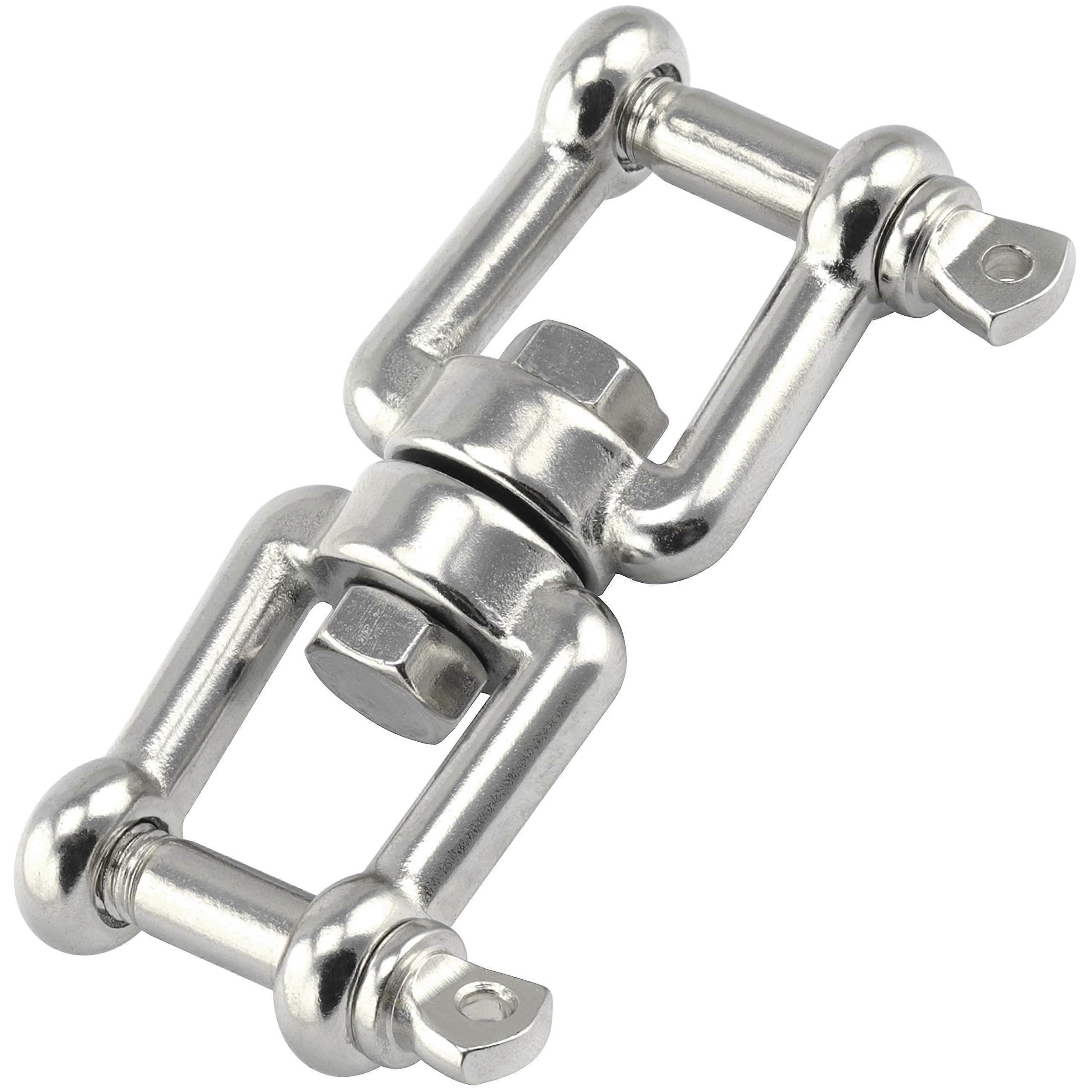 Swivel Fork Anchor Shackle - Stainless Steel A4 V4A Double Swivel Chain Eyelet D=6 Pack of 2 Weather-Resistant Swivels