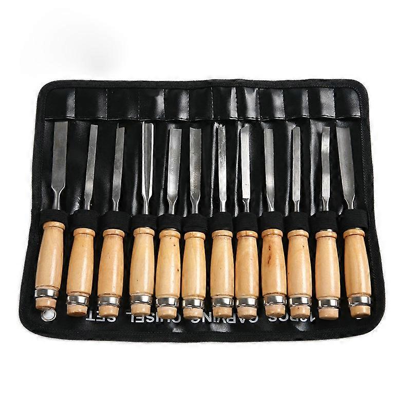 12Pcs Wood Carving Hand Chisel Tool Set Woodworking Professional Gouges Construction An Carpentry Tools~00537