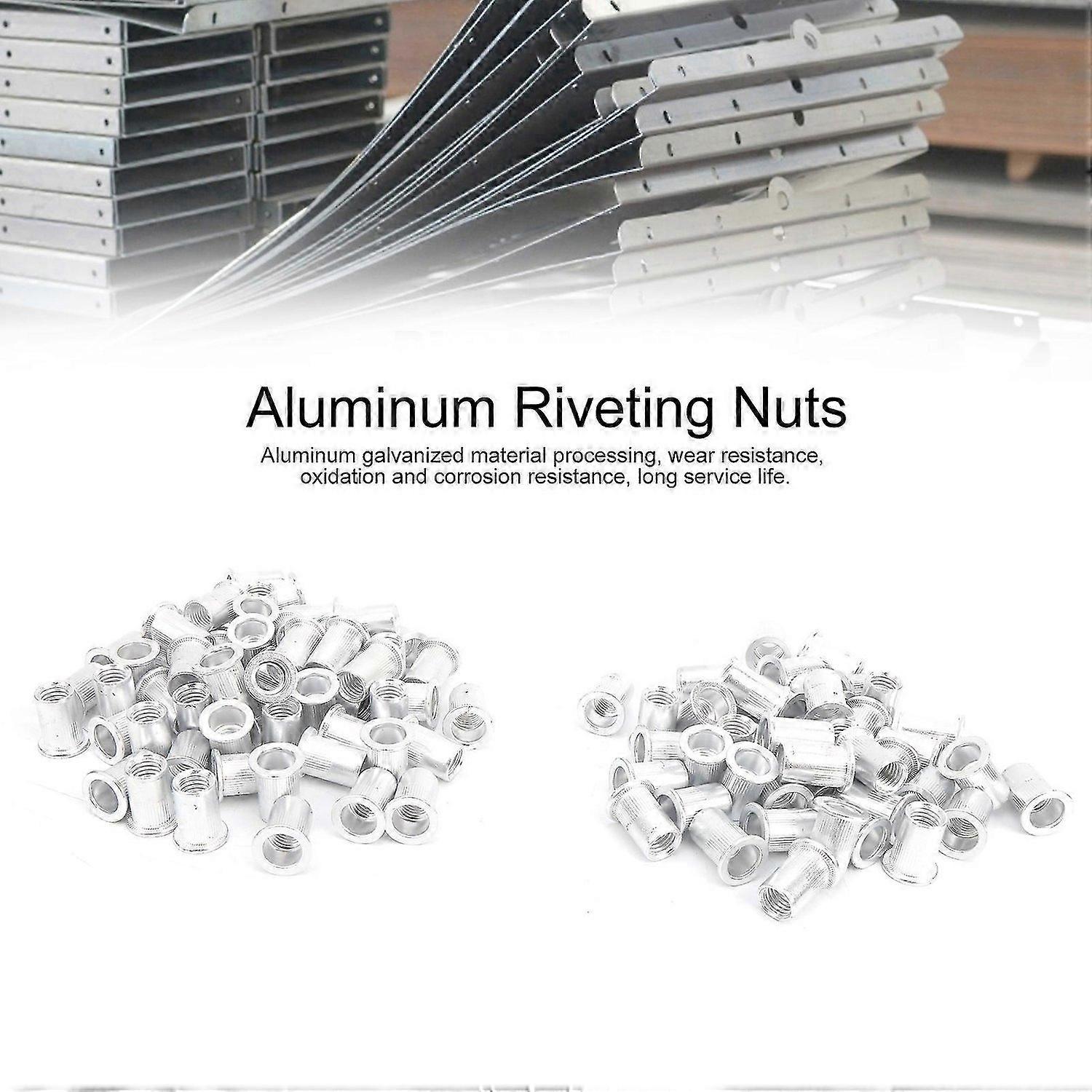 100Pcs Pull Riveting Nuts Aluminum Flat Head Vertical Hardware Accessories WJ30045M10
