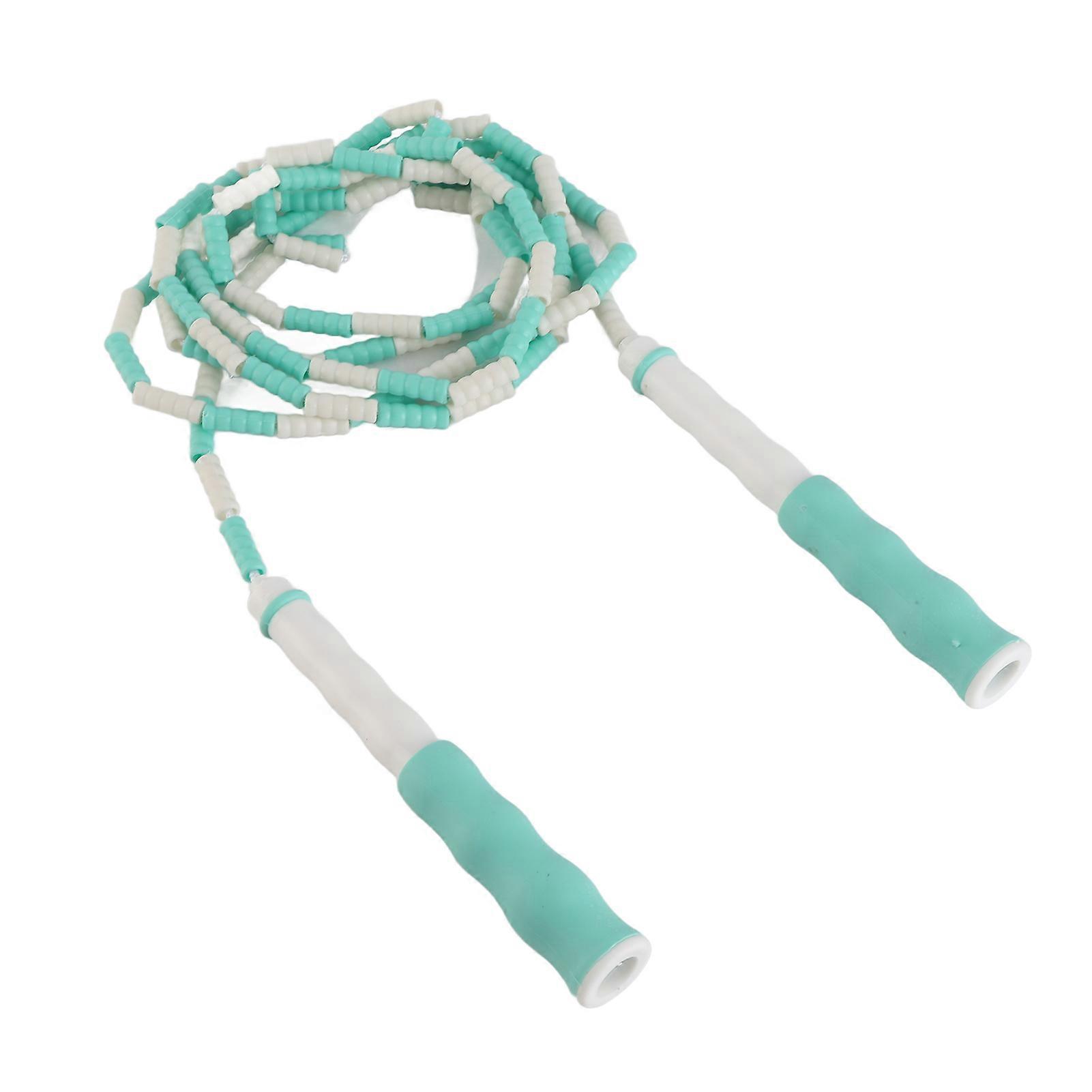 Segmented Jumping Rope Adjustable Untangled Beaded Flexible PP Plastic Jumping Rope for Kids Green