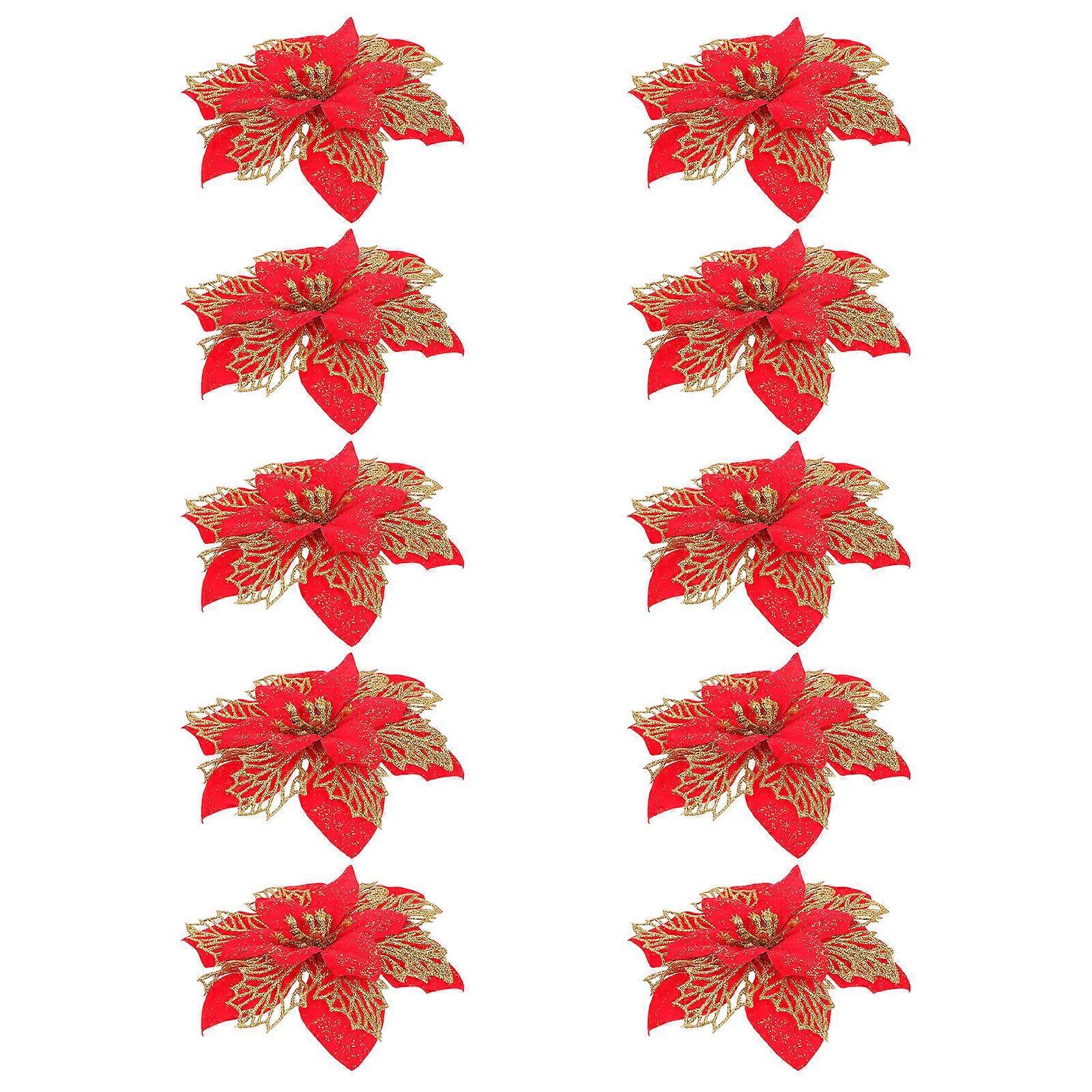 Artificial Flower Ornaments Tree Picks Photography Scene Setting Props Red 15.5x15.5x15.5cm 10Pcs