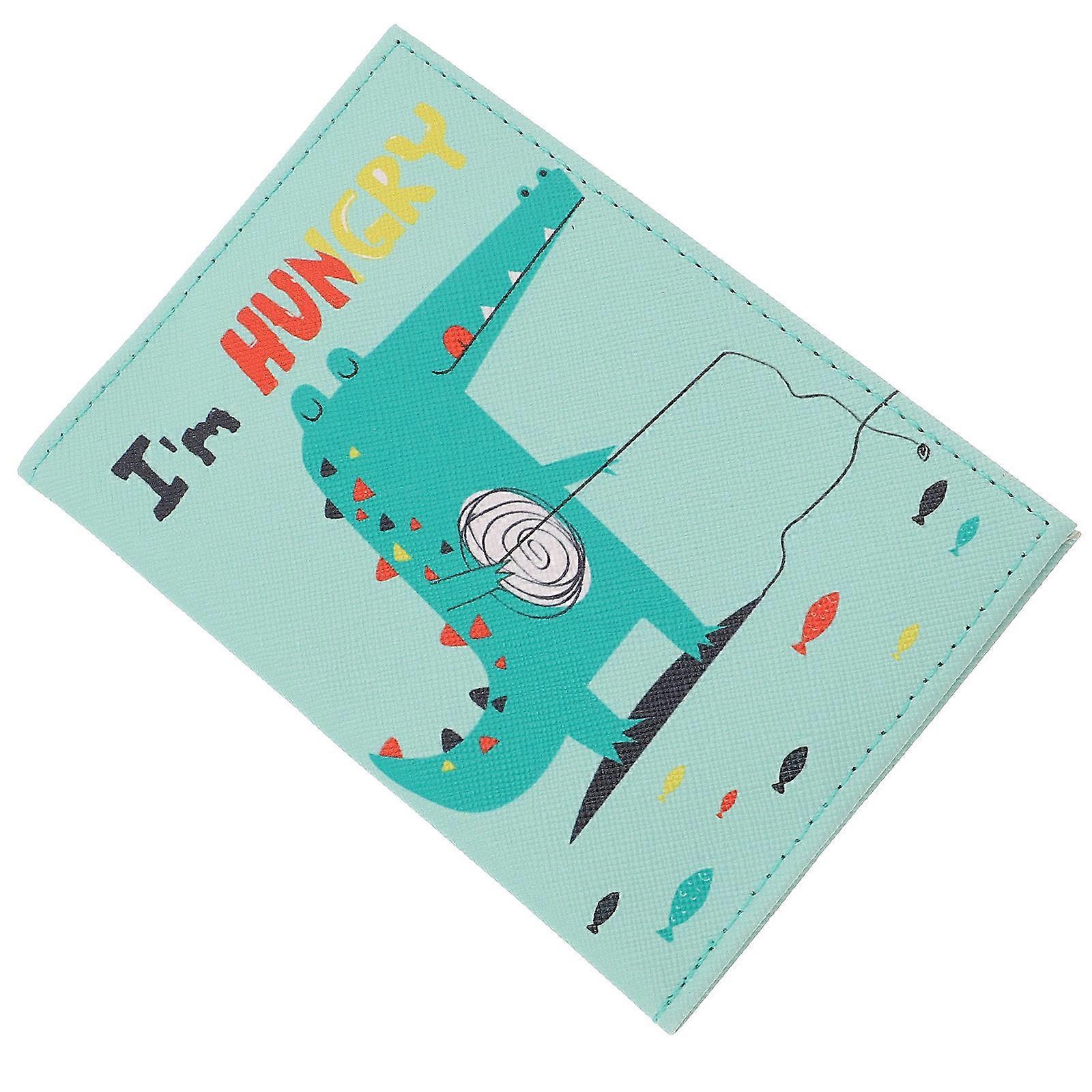 Card Holder Cartoon Passport Sleeve Secure Storage For School Use Green 14.5X10cm 1Set