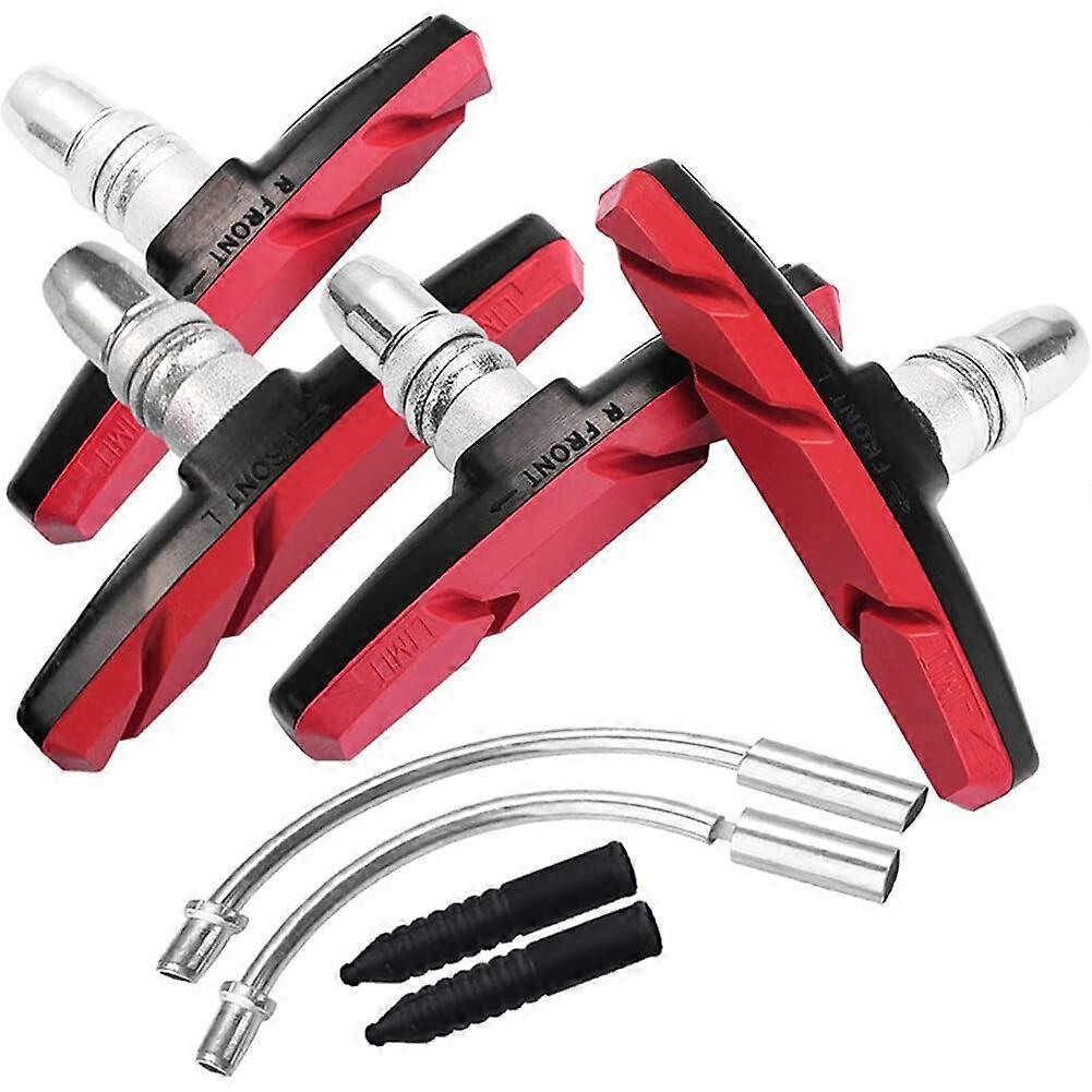 V Brake Pads 2 Pairs with Rubber Boots and Spacers for Mountain and Road Bicycles