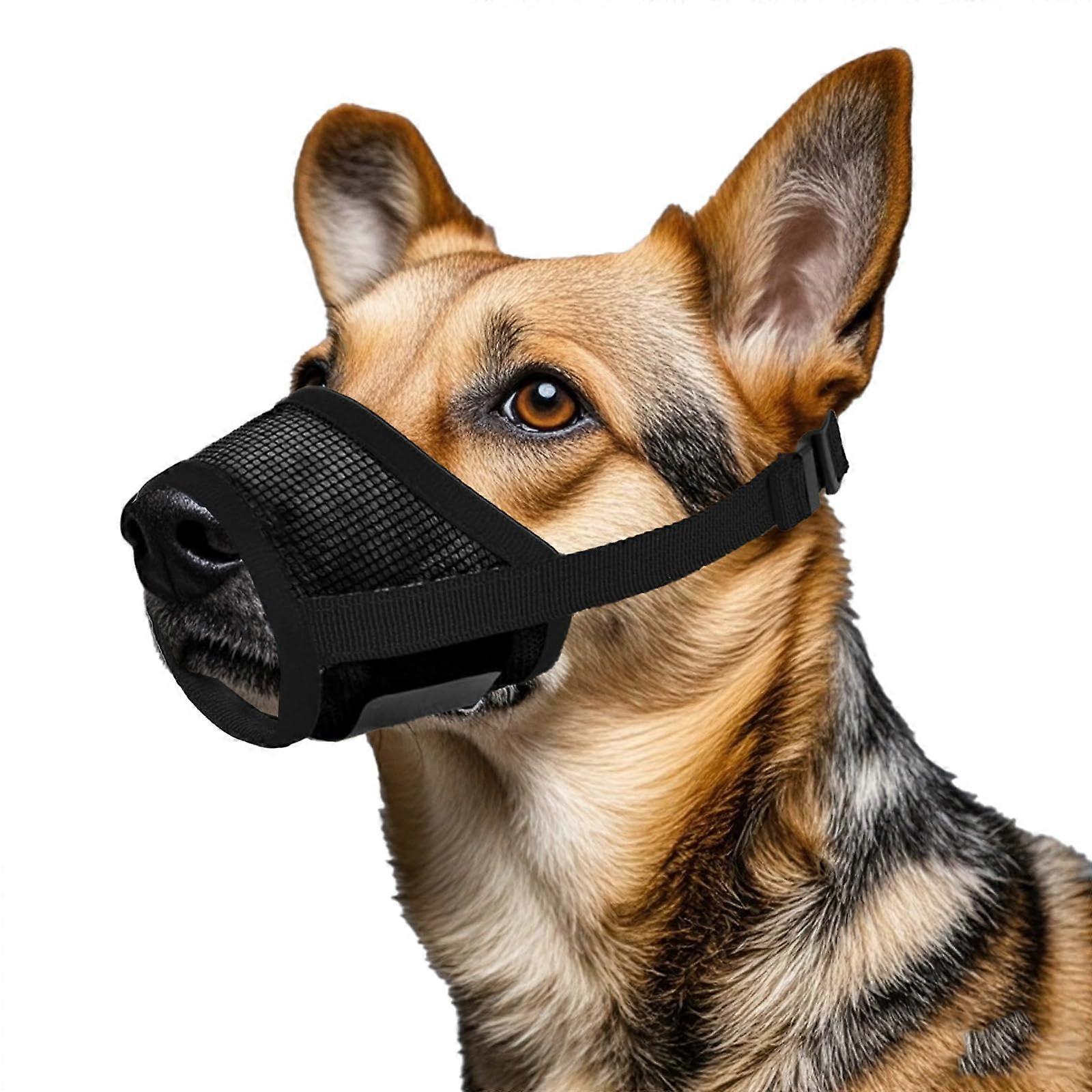Muzzle Mask for Dogs, Soft Breathable Muzzle with Velcro Fastening, Prevents Biting Chewing Barking, Size L, Black