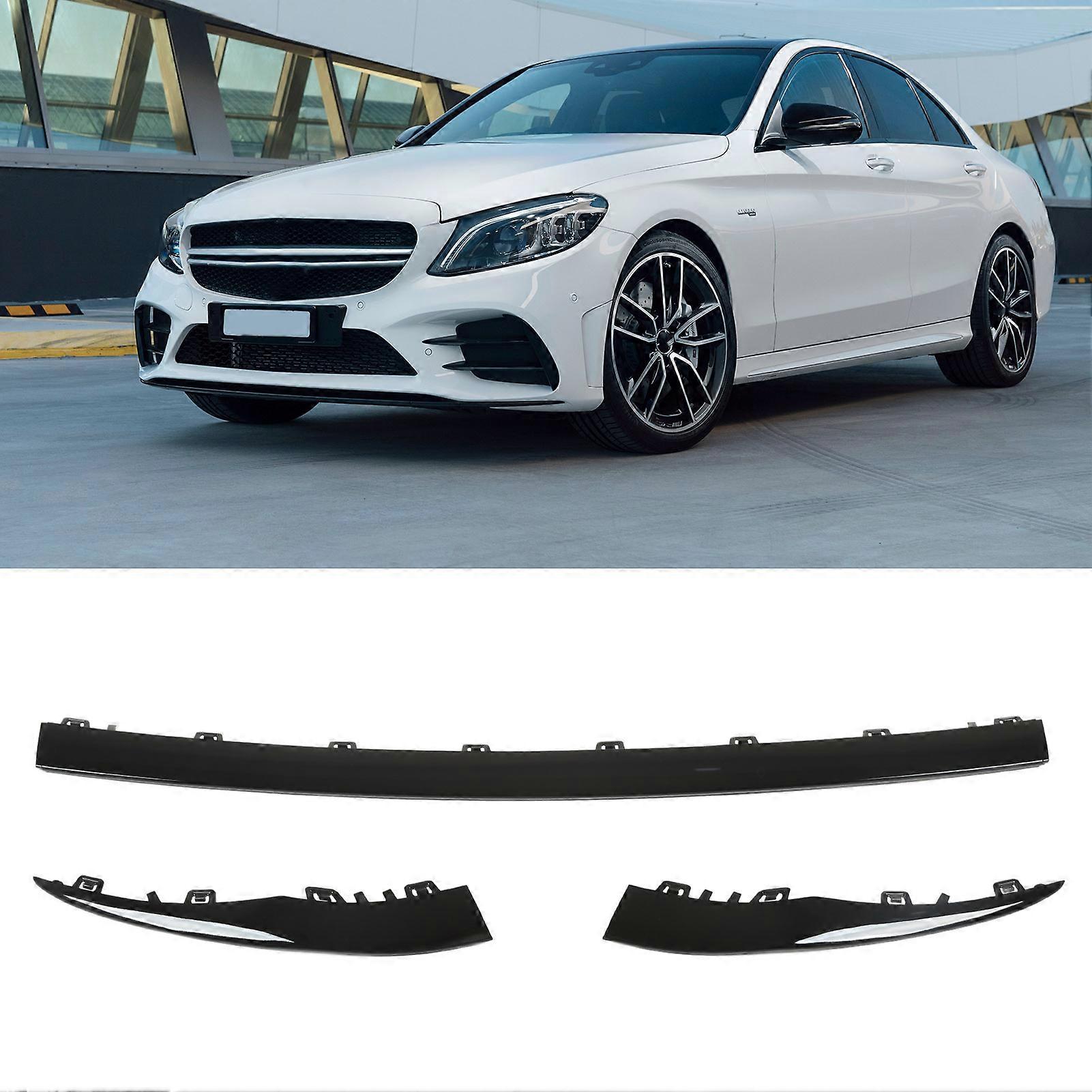 3pcs Gloss Black Front Bumper Lower Trim Replacement for Benz C‑Class W205 AMG Line Facelift 2019‑2021