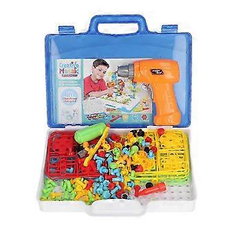 Kit de brinquedo educacional de broca e chave de fenda de 239 peças para crianças - conjunto de quebra-cabeça e mosaico de construção