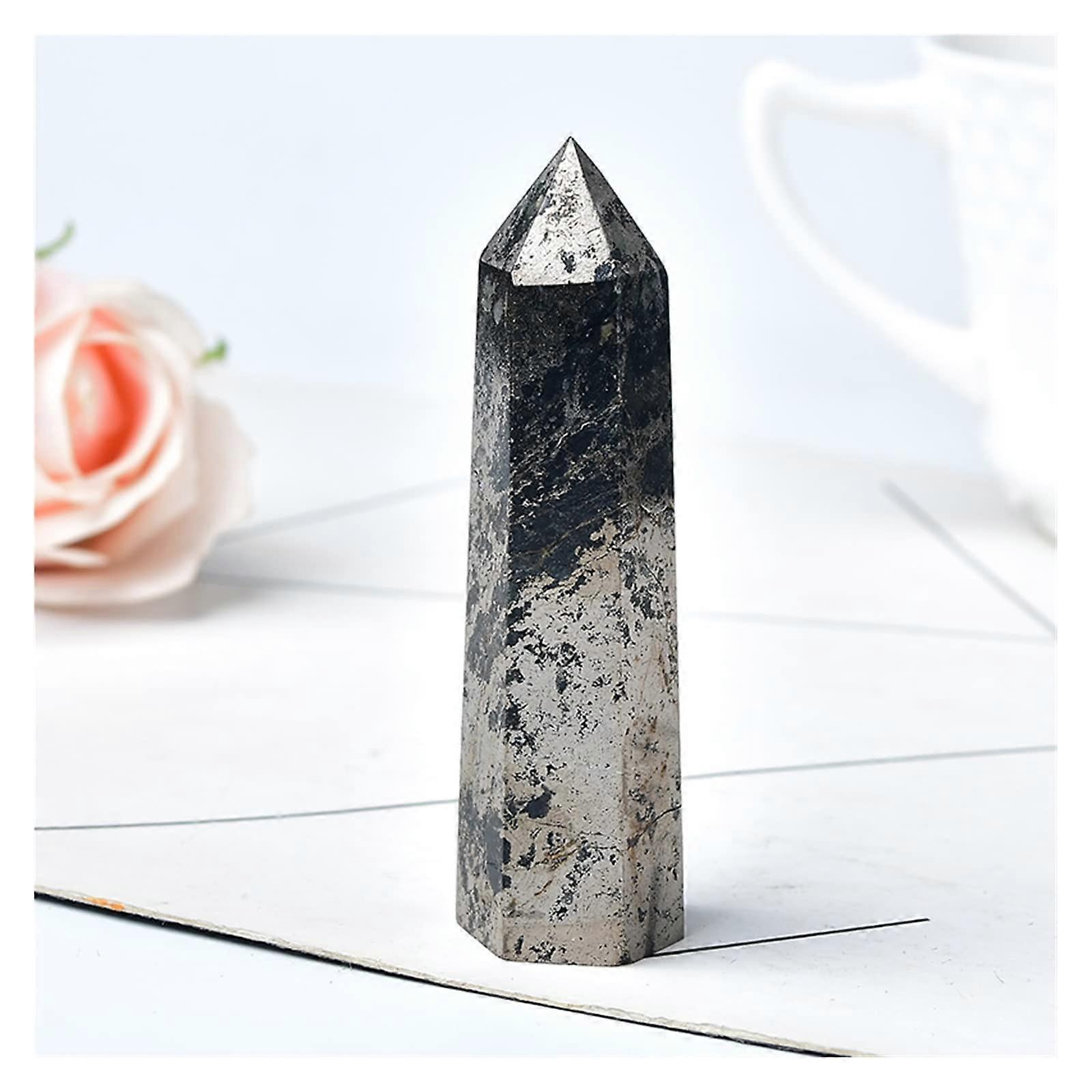 Natural Hematite Crystal Point Stone Obelisk Pyrite Quartz Magic Wand for Home Decor