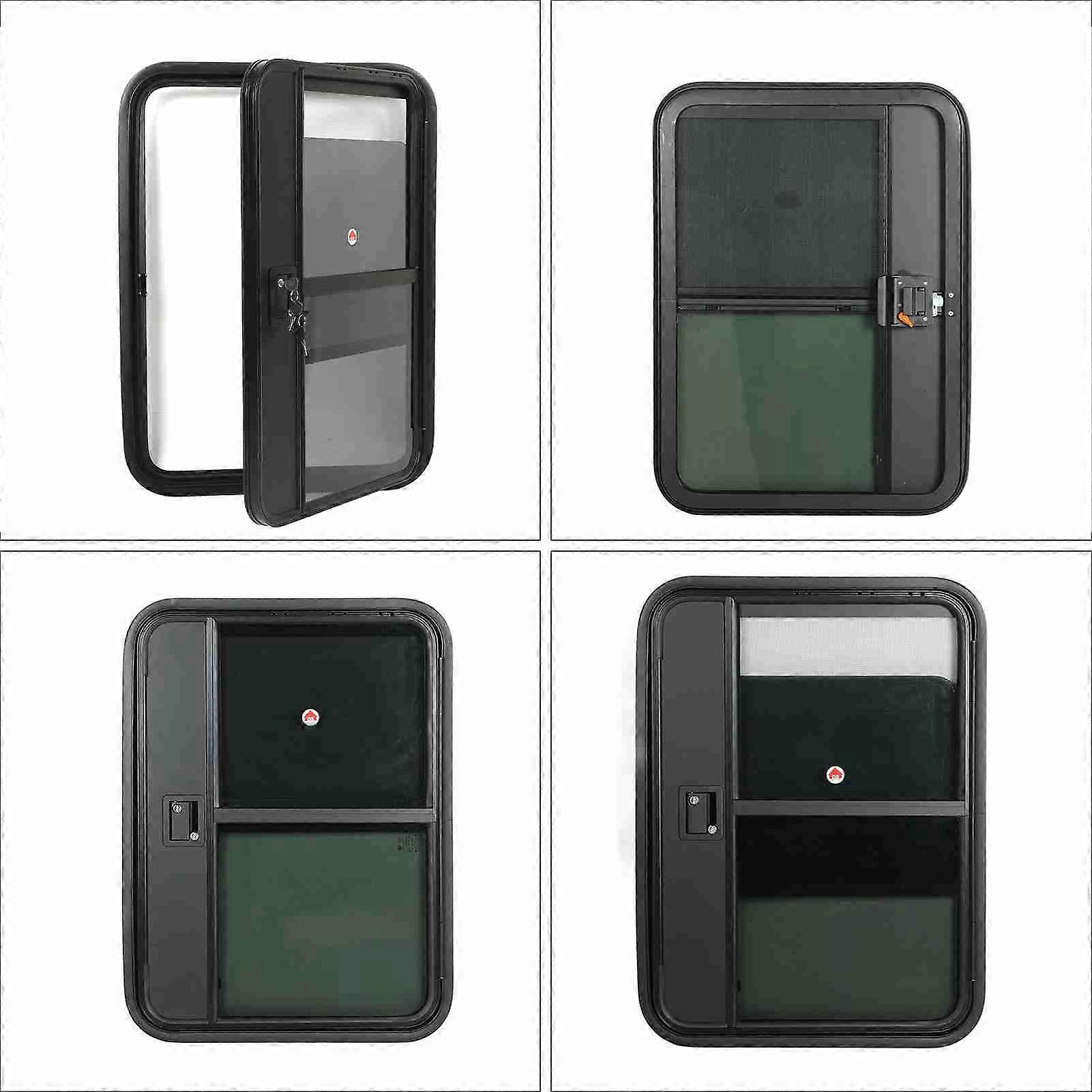 Porta RV Tear Drop Vidro Temperado Janela Deslizante Colorida Vedação Completa Camper Trailer Porta com Trava Segura de Rede de Insetos 