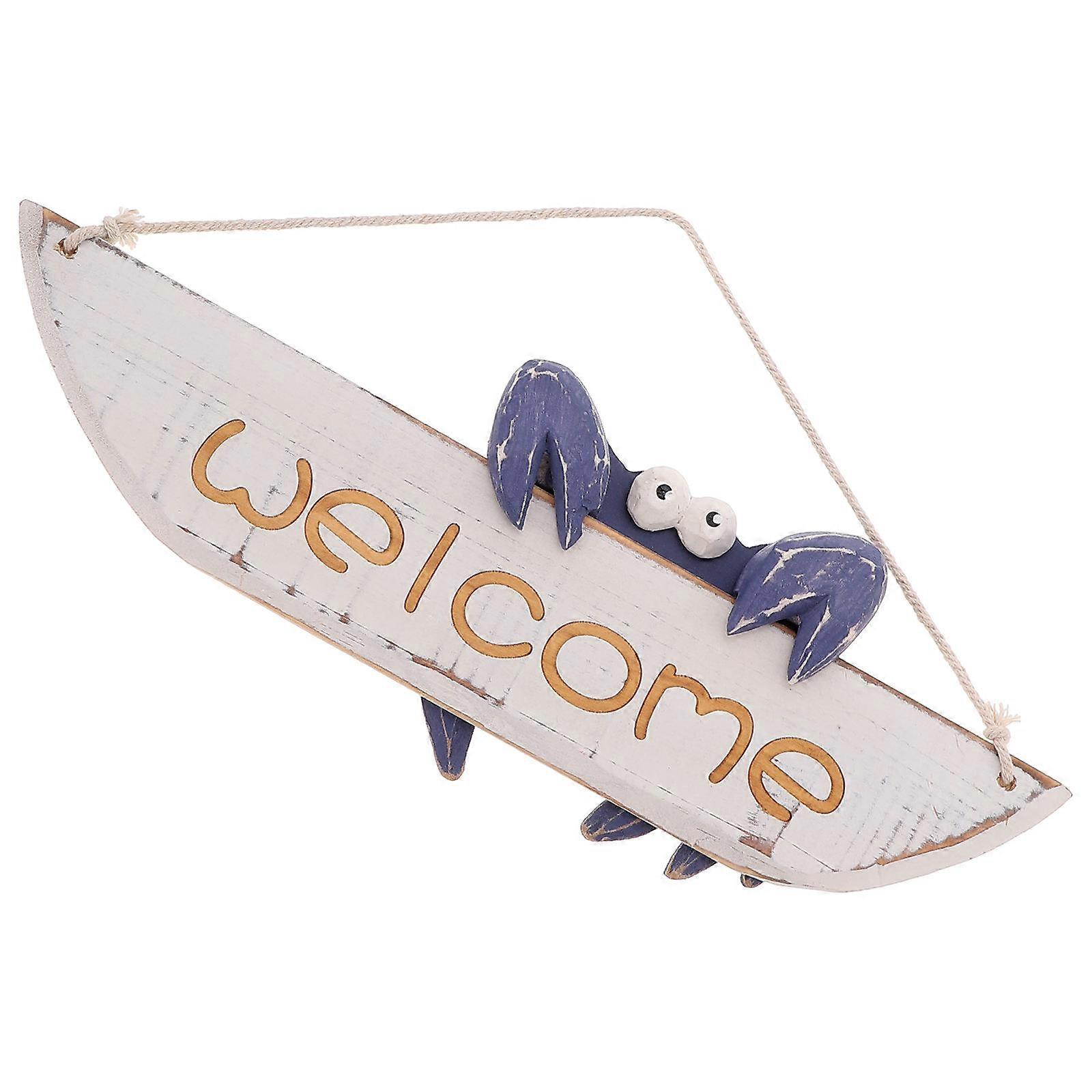 Mediterranean Crab Welcome Sign, Nautical Door Hanging Board for Home Decor, Ocean Themed Parties & Beach Weddings, Lightweight Lifelike Decoration